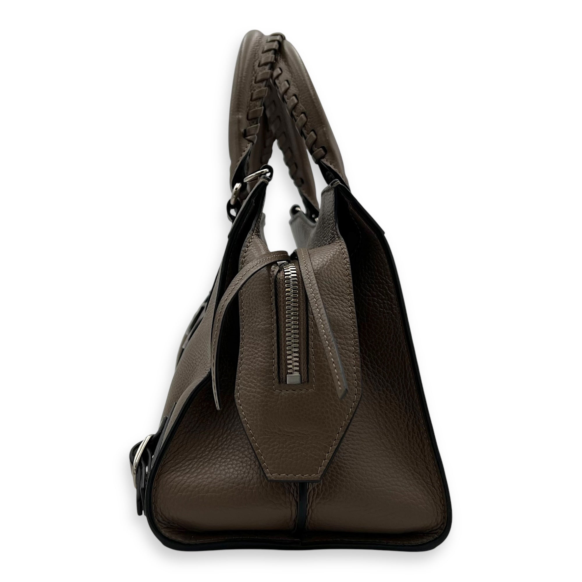 Balenciaga Neo Classic Top Handle Bag Brown in Calfskin, Silver hardware_4