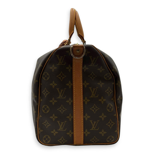Louis Vuitton Keepall Top Handle Bag 45 Brown in Monogram Coated Canvas, Gold hardware_4