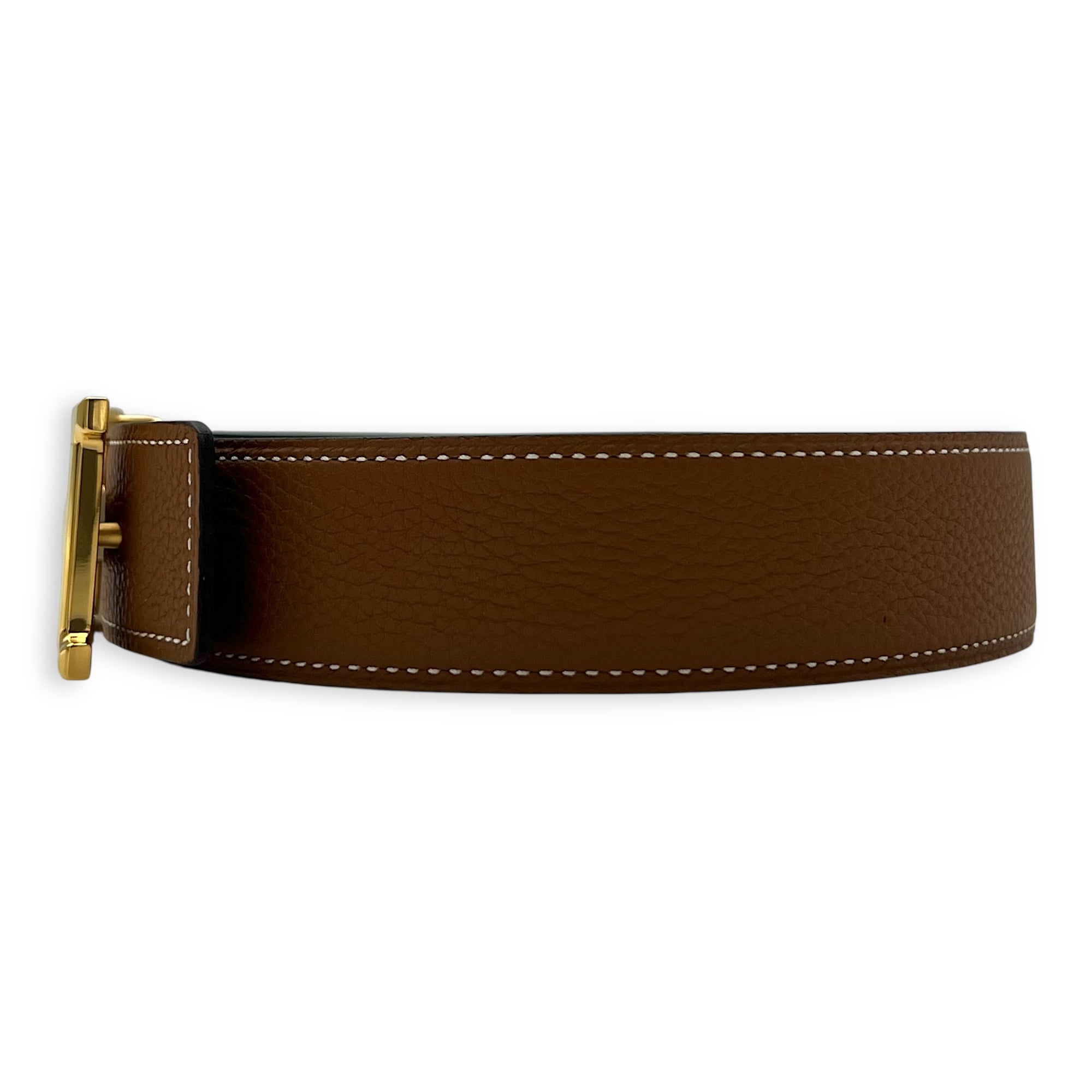 Hermès H buckle Gold Belt in Calfskin, Gold hardware_4