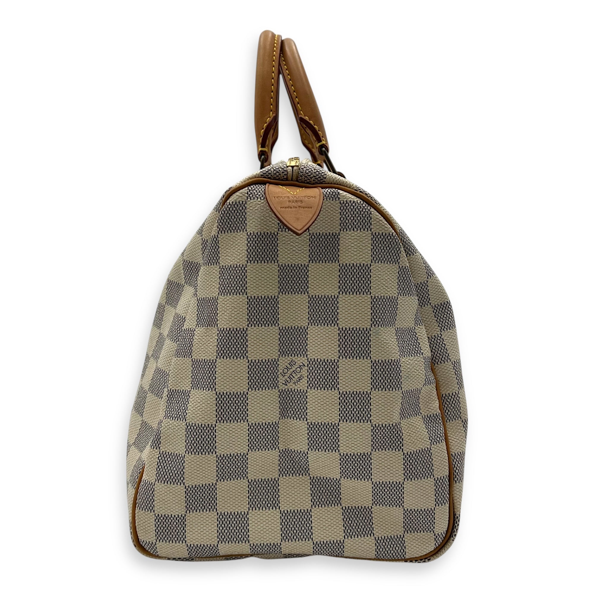 Louis Vuitton Speedy Top Handle Bag 30 White in Canvas, Gold hardware_4
