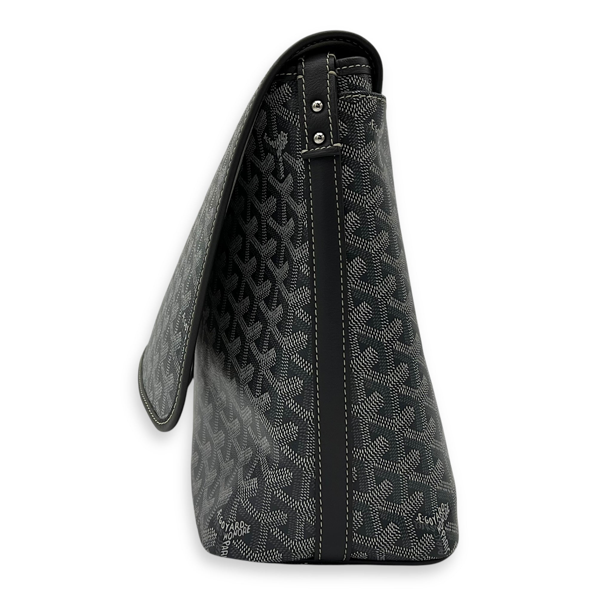 Goyard Capetien MM Grey Shoulder Bag in Coated Canvas, Silver hardware_4