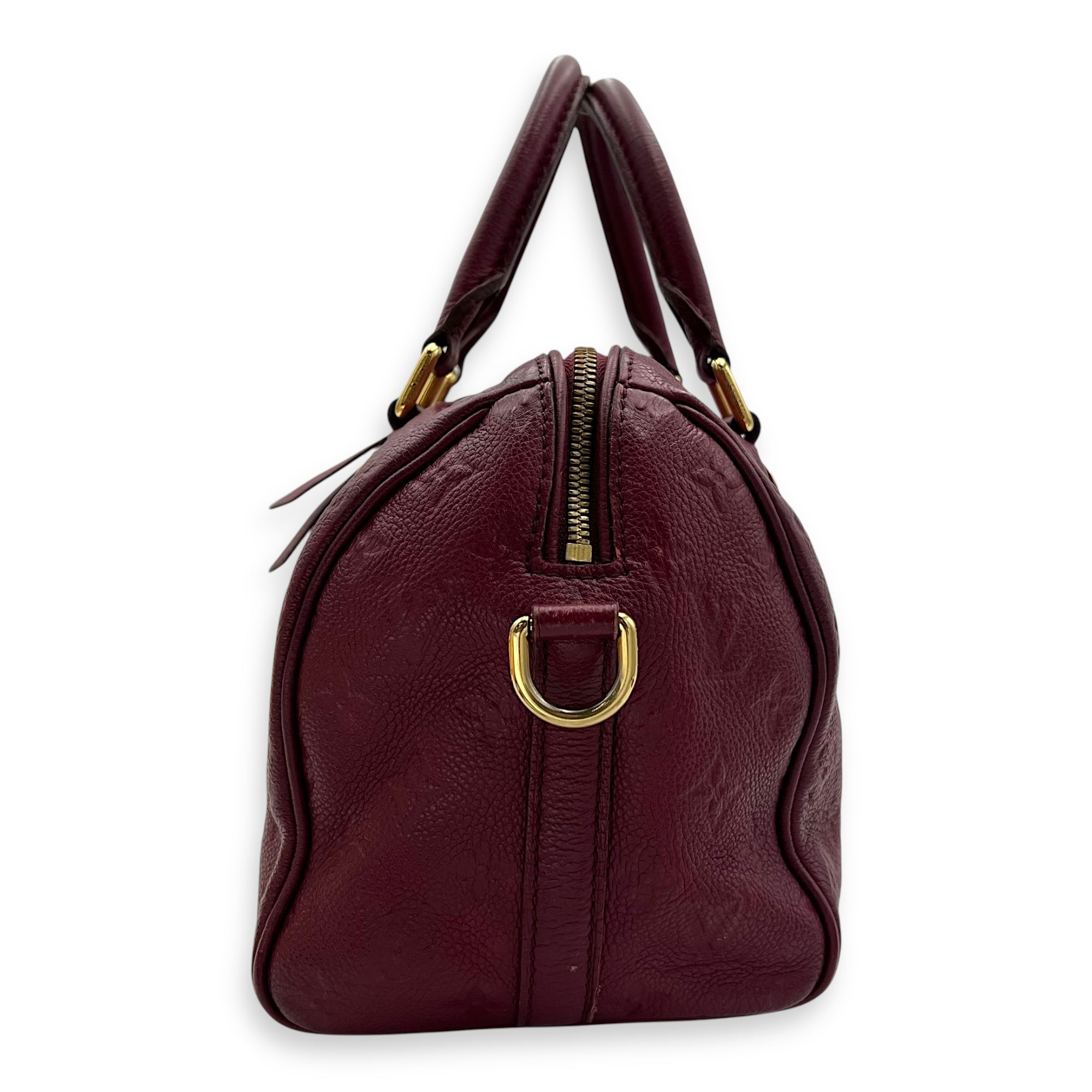 Louis Vuitton Speedy Bandouliere Top Handle Bag 25 Red in Empreinte Leather, Gold hardware_4