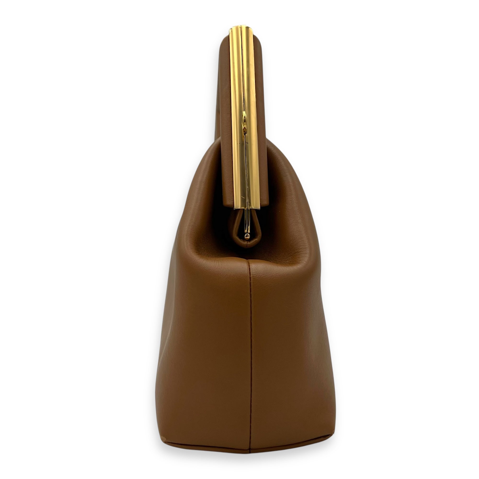 Fendi First Clutch Brown in Calfskin, Gold hardware_4