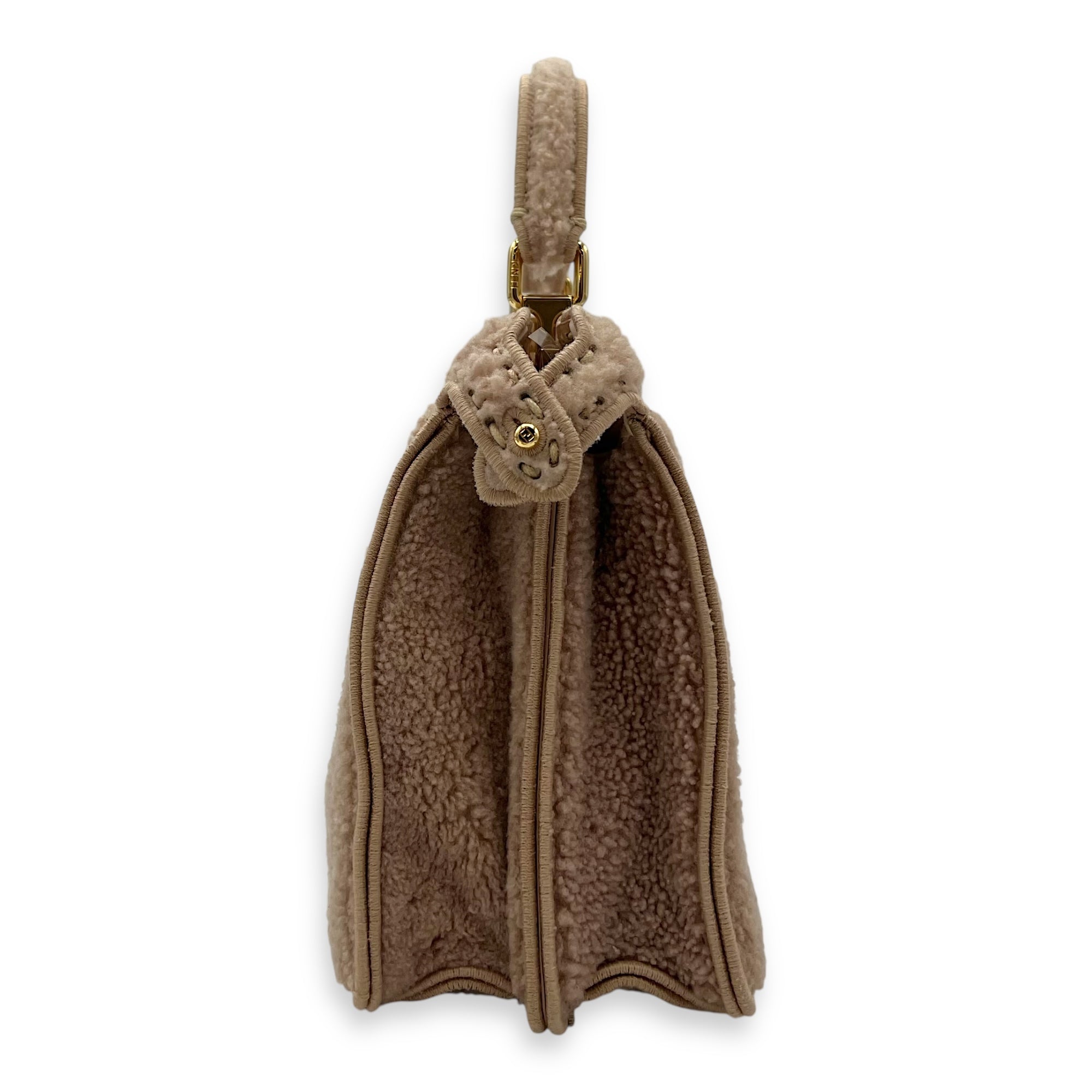 Fendi Iseeu Top Handle Bag Pink in Wool, Gold hardware_4