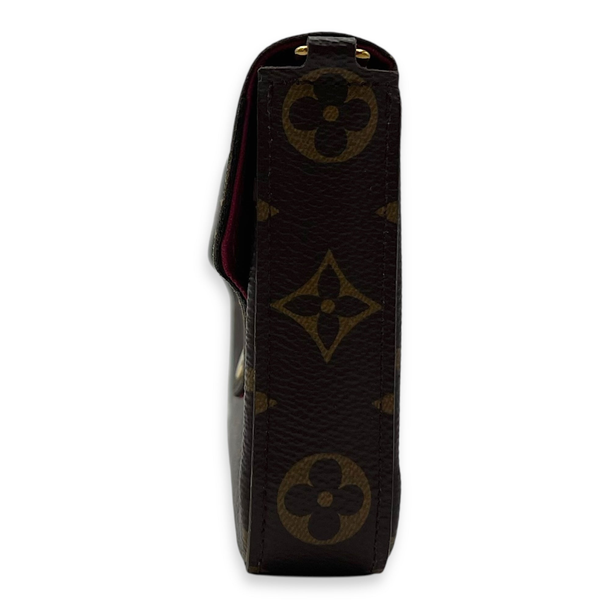 Louis Vuitton Felicie Wallet On Chain Brown in Monogram Coated Canvas, Gold hardware_4