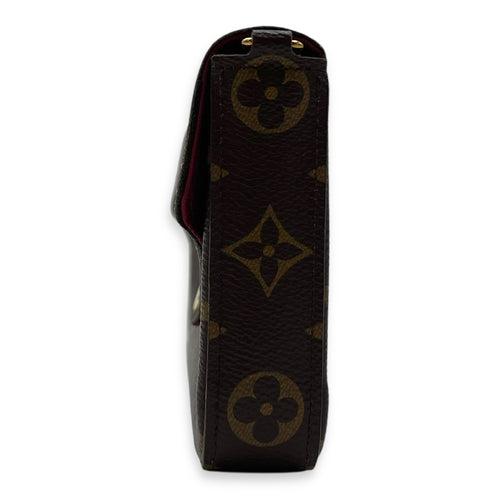 Louis Vuitton Felicie Wallet On Chain Brown in Monogram Coated Canvas, Gold hardware_4