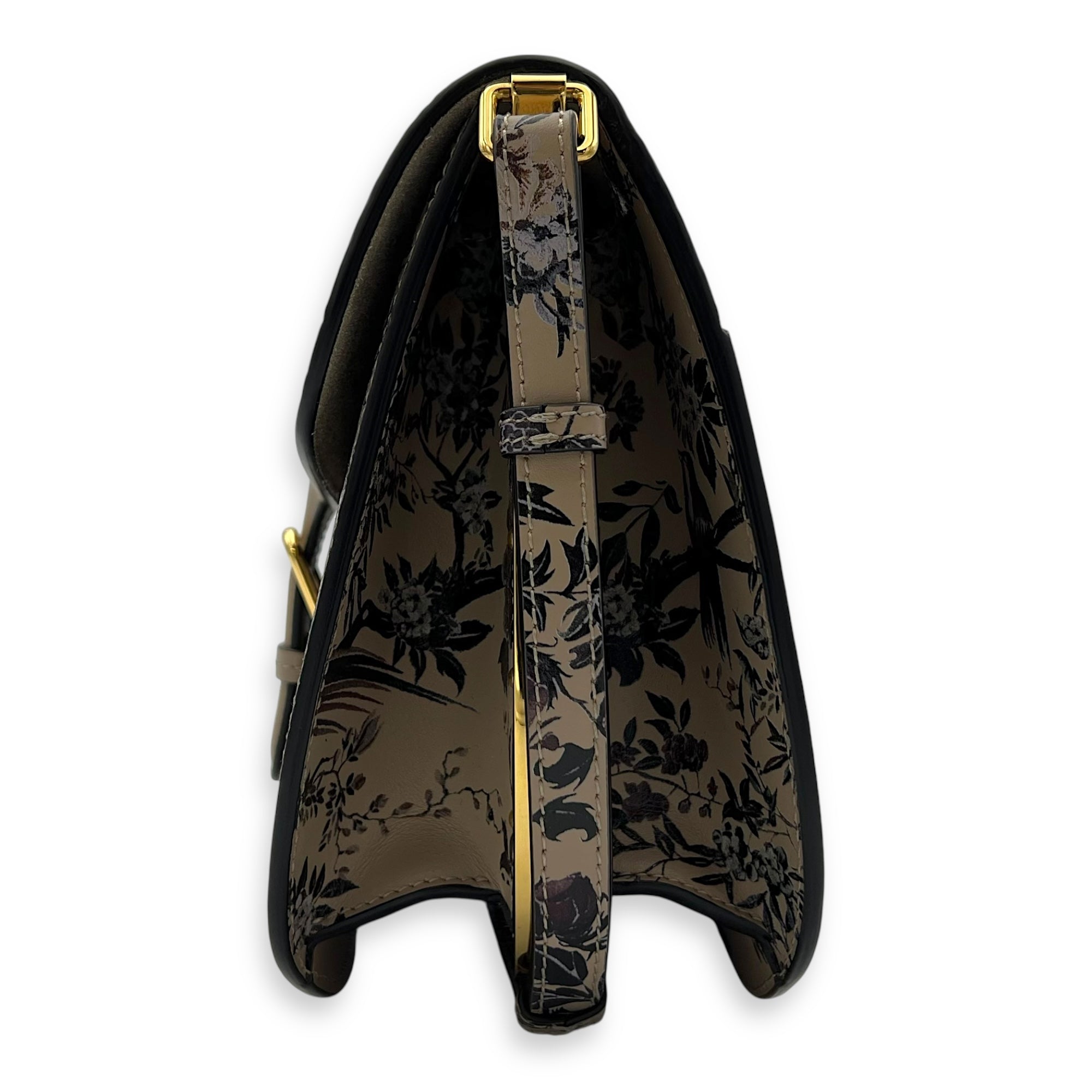 Christian Dior Jardin d’Hiver Bobby Frame Medium Beige Shoulder Bag in Calfskin, Gold hardware_4