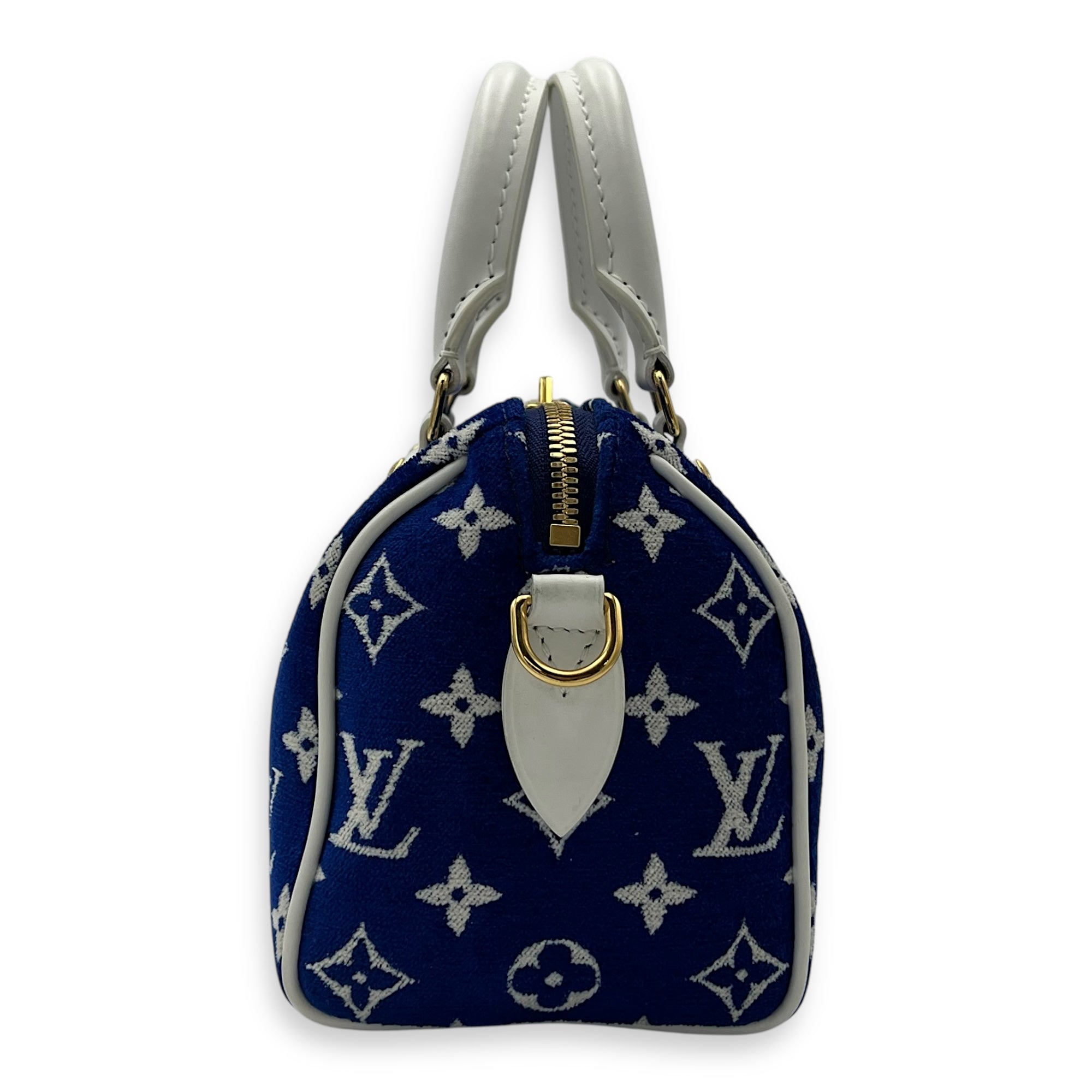 Louis Vuitton Speedy Bandouliere 20 Blue Top Handle Bag in Terry, Gold hardware_4