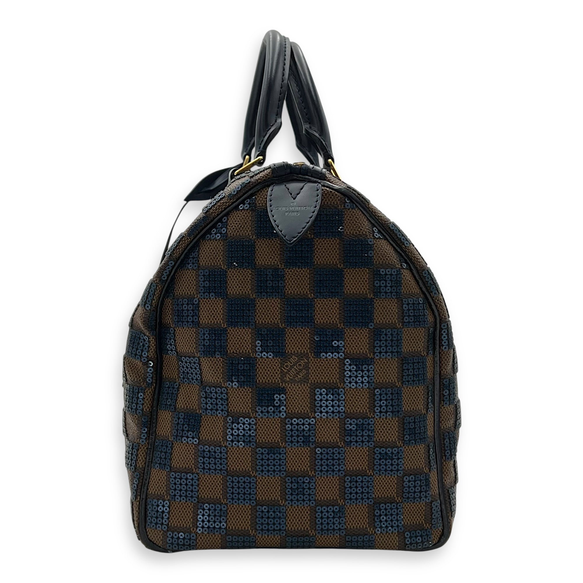 Louis Vuitton Speedy 30 Brown Top Handle Bag in Damier Paillettes, Gold hardware_4