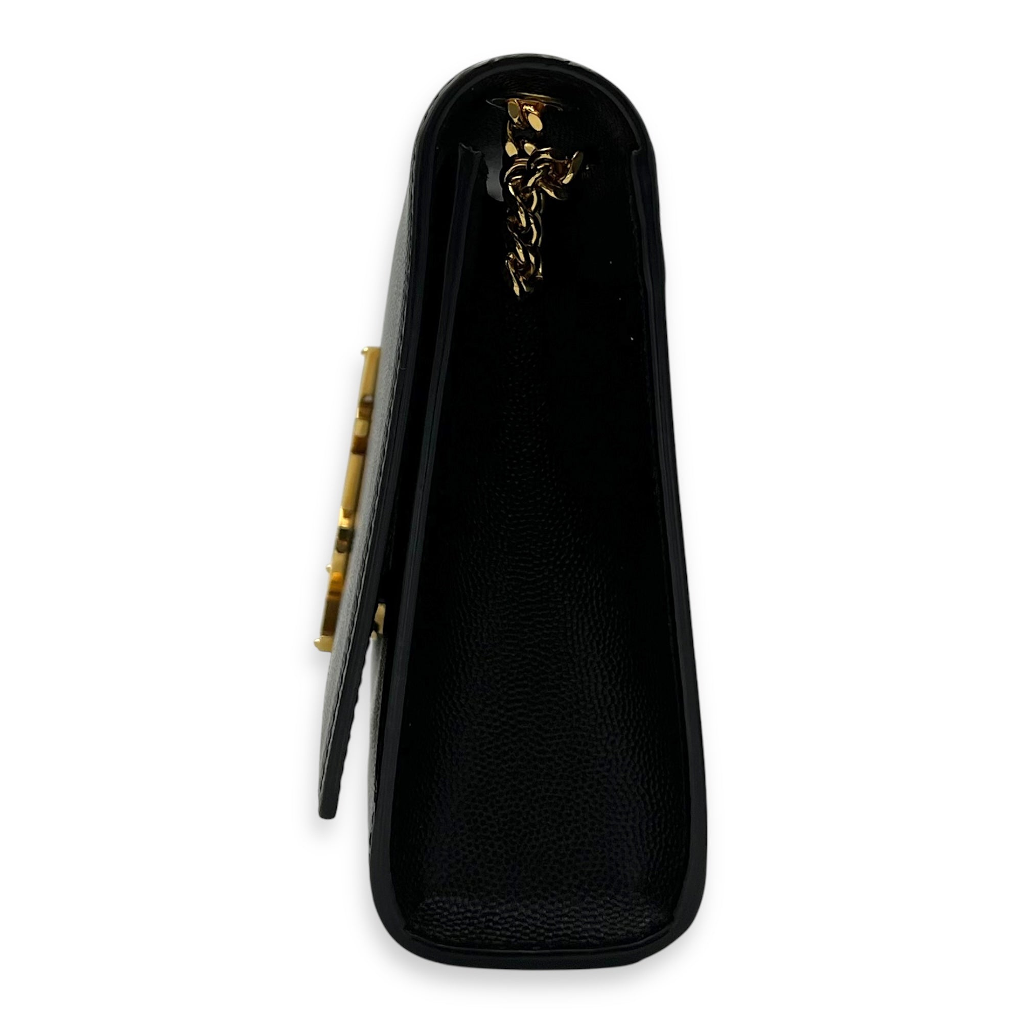 Saint Laurent Kate Black Wallet On Chain in Calfskin, Gold hardware_4