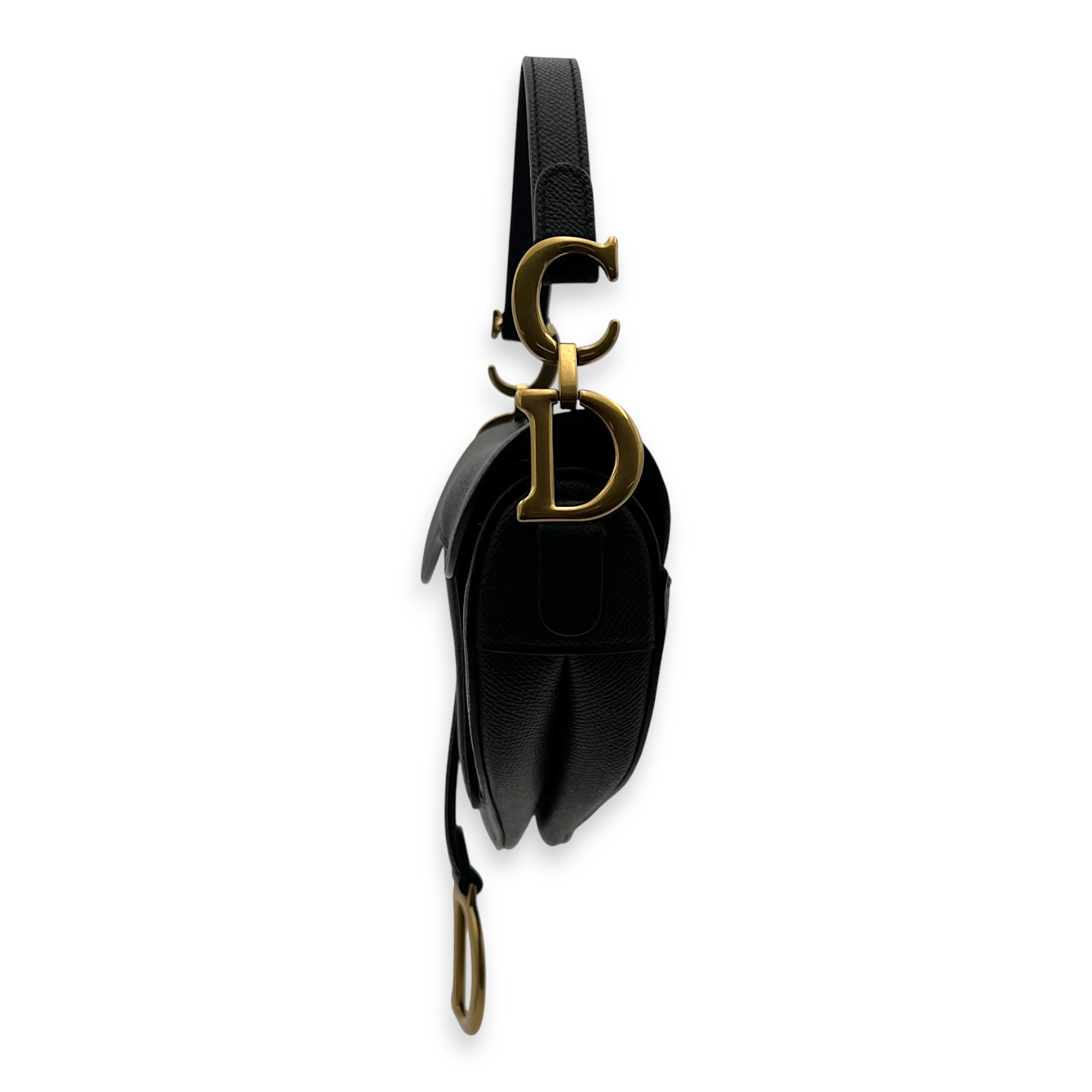 Christian Dior Saddle Mini Black Top Handle Bag in Calfskin, Gold hardware_4