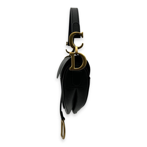 Christian Dior Saddle Mini Black Top Handle Bag in Calfskin, Gold hardware_4