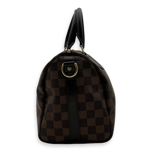 Louis Vuitton Speedy Bandouliere Top Handle Bag 25 Brown in Coated Canvas, Gold hardware_4
