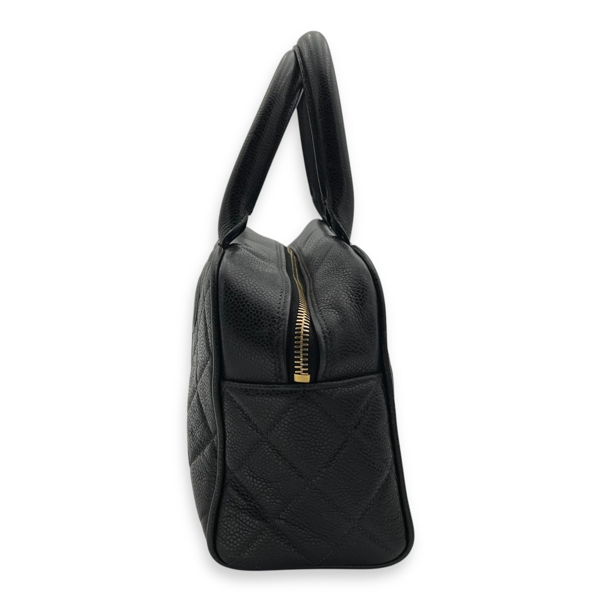 Chanel Vintage Top Handle Bag Black in Caviar Leather, Gold hardware_4