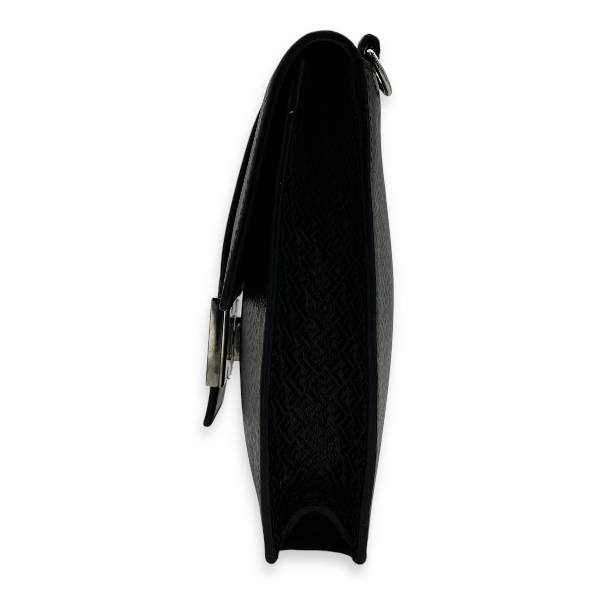 Fendi Baguette Crossbody Bag Grey in Calfskin, Silver hardware_4