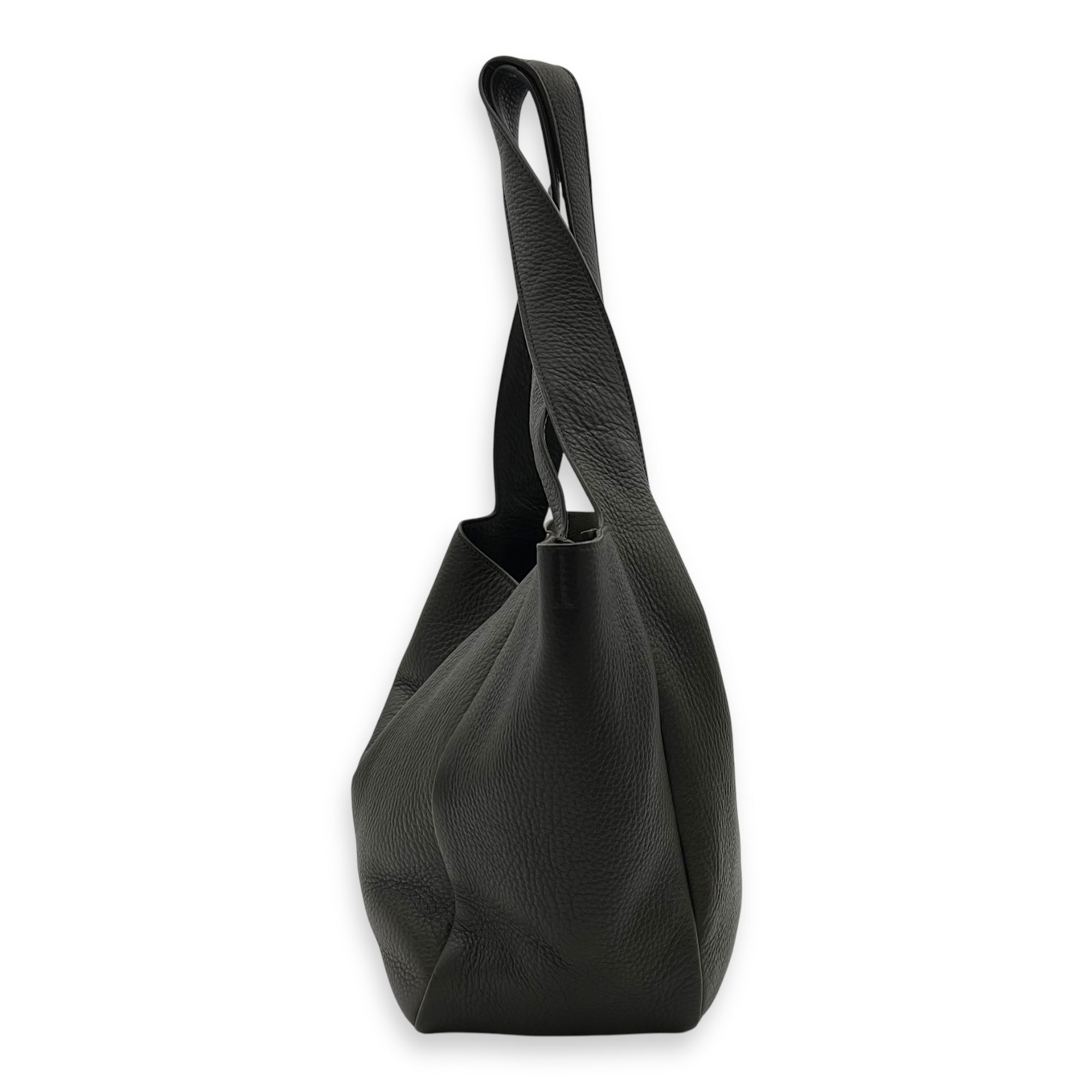 Saint Laurent LE 5 À 7 BEA Tote Bag Green in Calfskin, Silver hardware_4