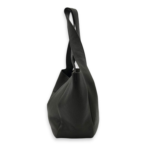 Saint Laurent LE 5 À 7 BEA Tote Bag Green in Calfskin, Silver hardware_4