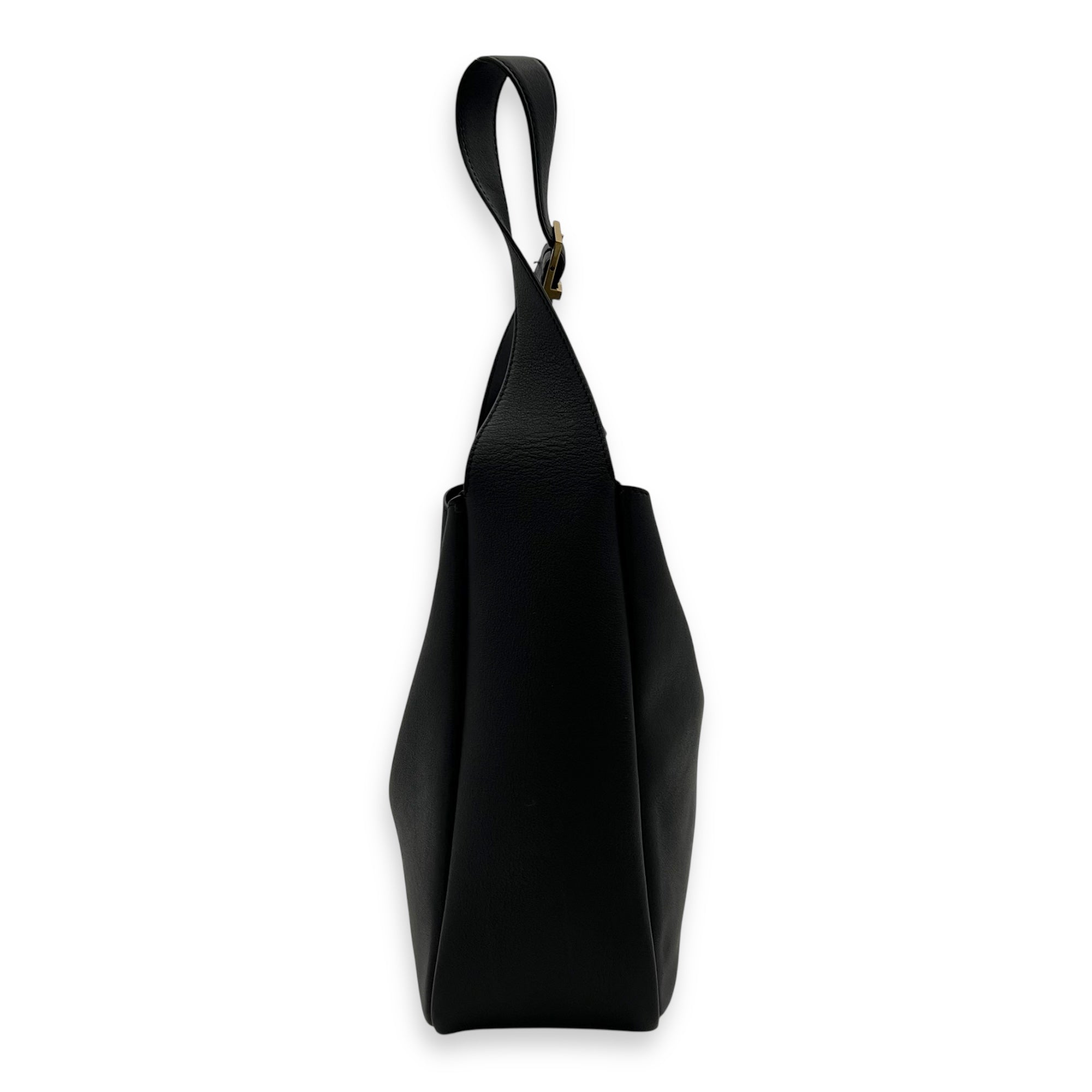 Saint Laurent Le 5 A 7 Shoulder Bag Black in Calfskin, Silver hardware_4