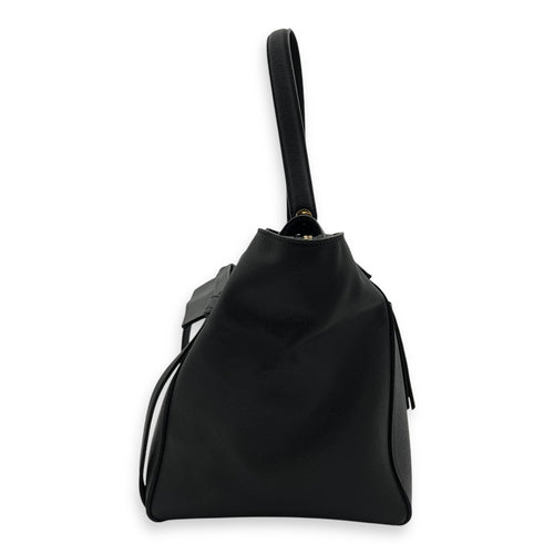 Celine Belt Small Black Top Handle Bag in Calfskin, Gold hardware_4