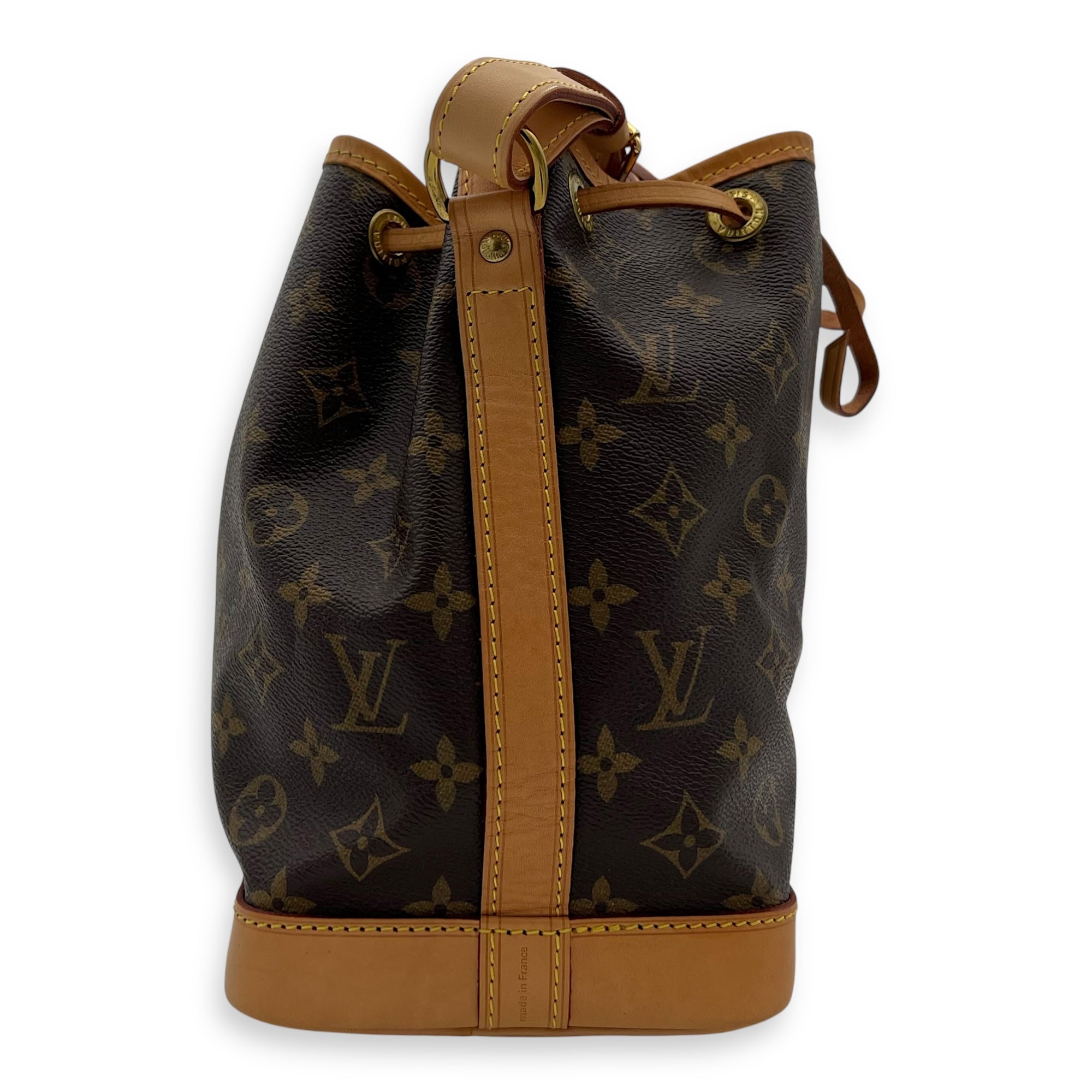 Louis Vuitton Noe Bucket Bag Petite Brown in Monogram Coated Canvas, Gold hardware_4