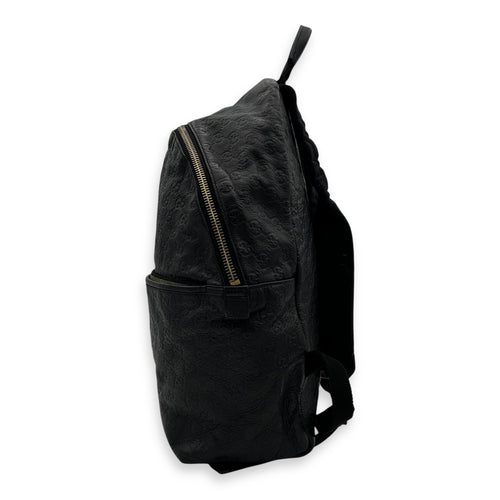 Gucci Guccissima Backpack Black in Calfskin, Gold hardware_4