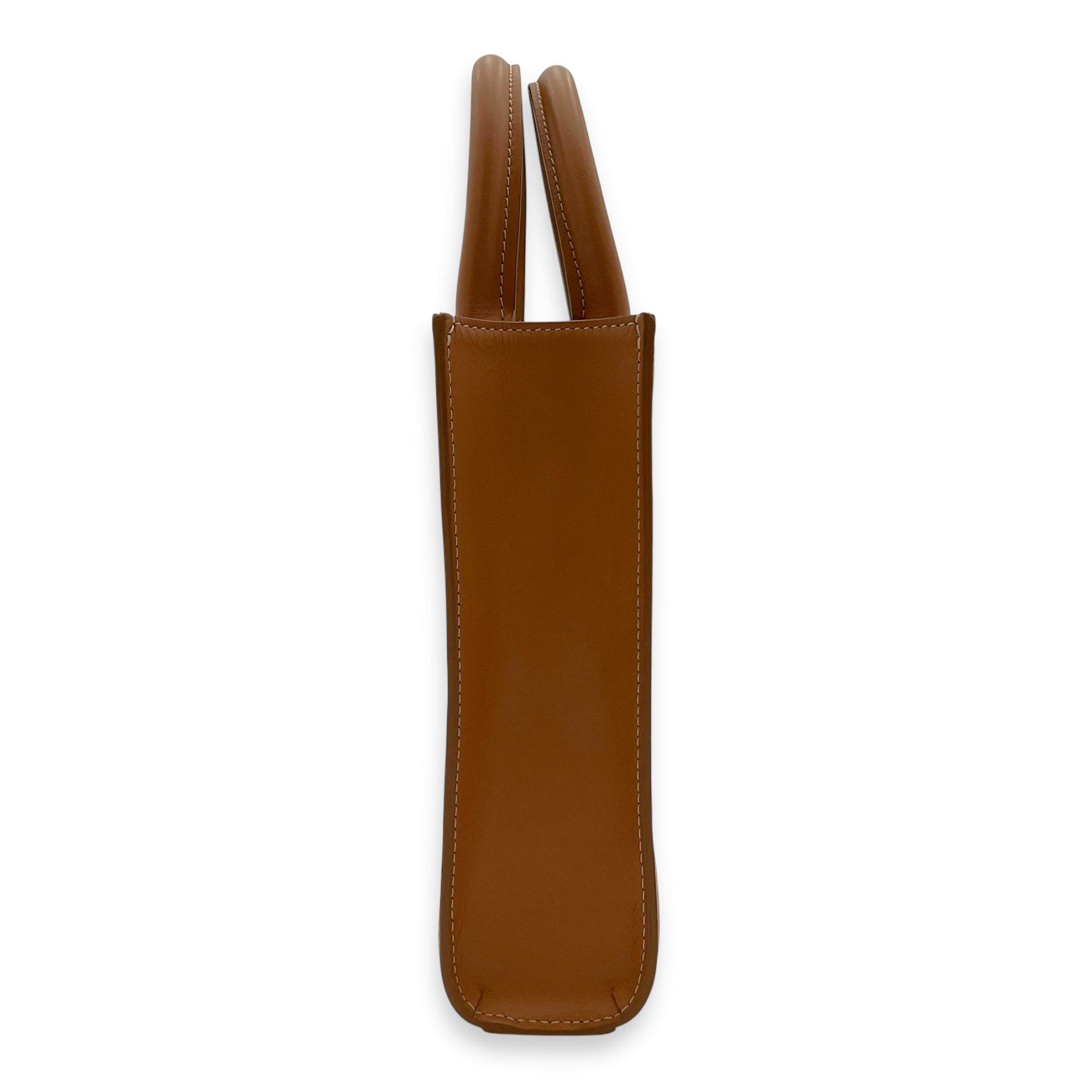 Celine Cabas Top Handle Bag Small Beige in Canvas, Gold hardware_4