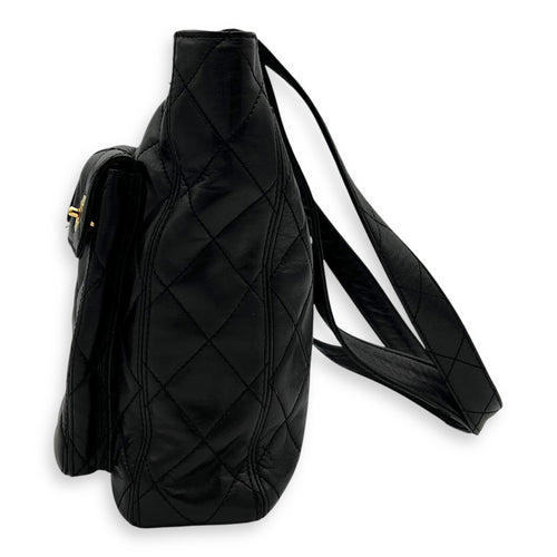 Chanel Vintage Turnlock Shoulder Bag Black in Lambskin, Gold hardware_4
