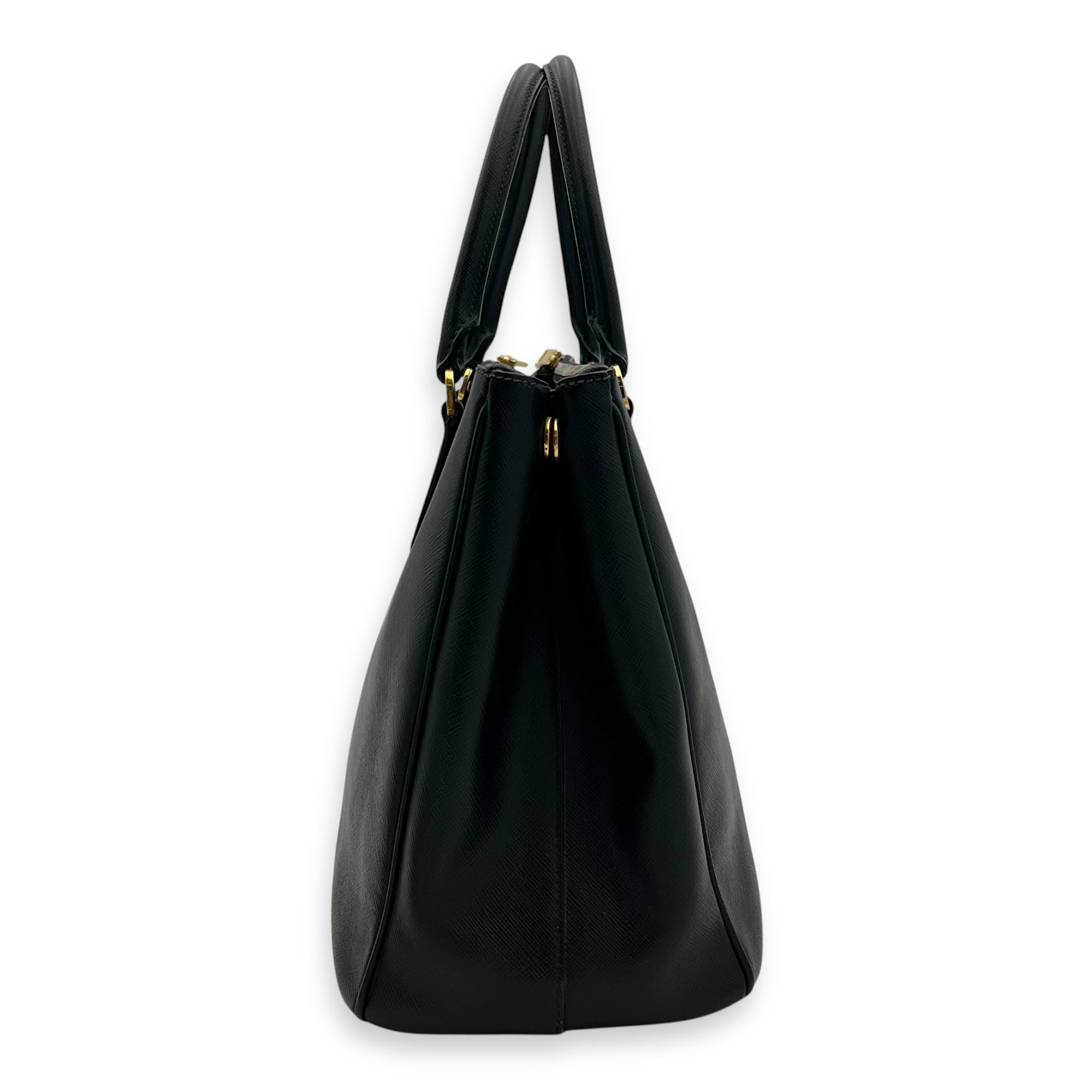 Prada Galleria Top Handle Bag Black in Saffiano Leather, Gold hardware_4