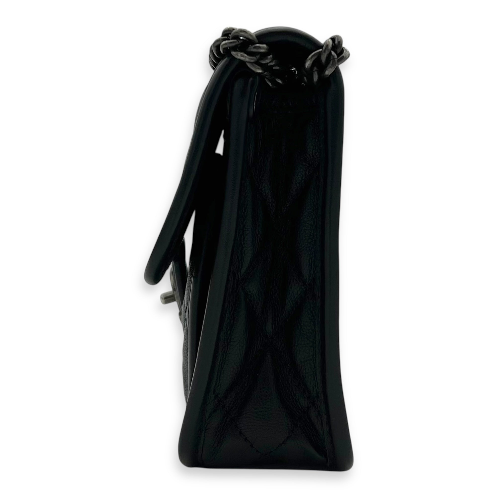 Chanel French Riviera Black Shoulder Bag in Calfskin, Gunmetal hardware_4