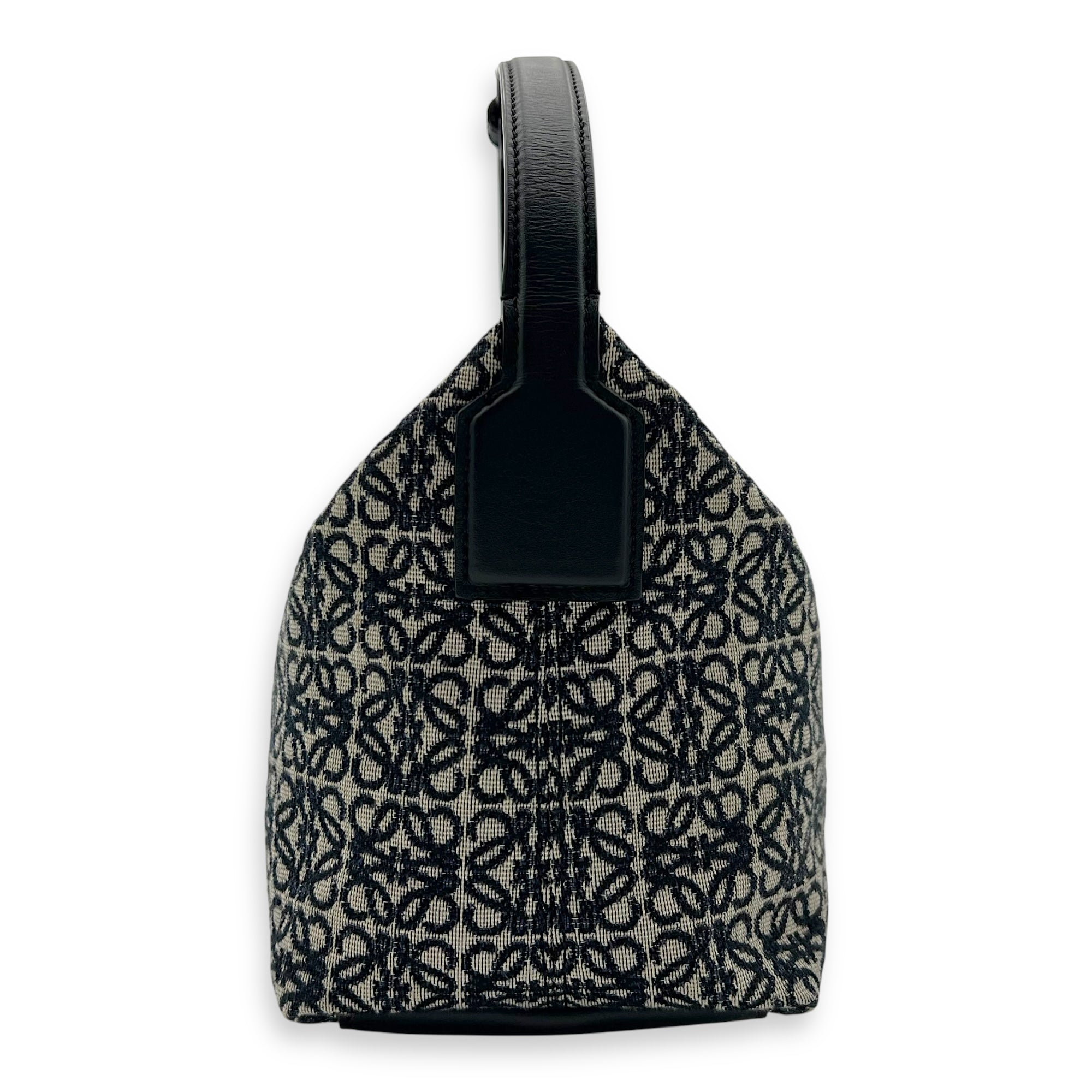 Loewe Cubi Top Handle Bag Blue in Jacquard, Gold hardware_4