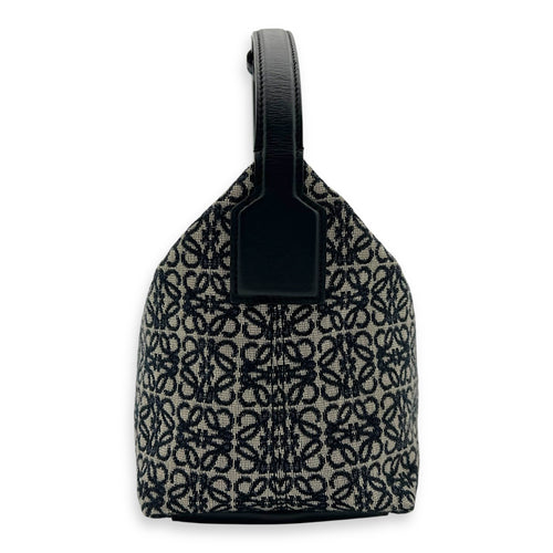 Loewe Cubi Top Handle Bag Blue in Jacquard, Gold hardware_4