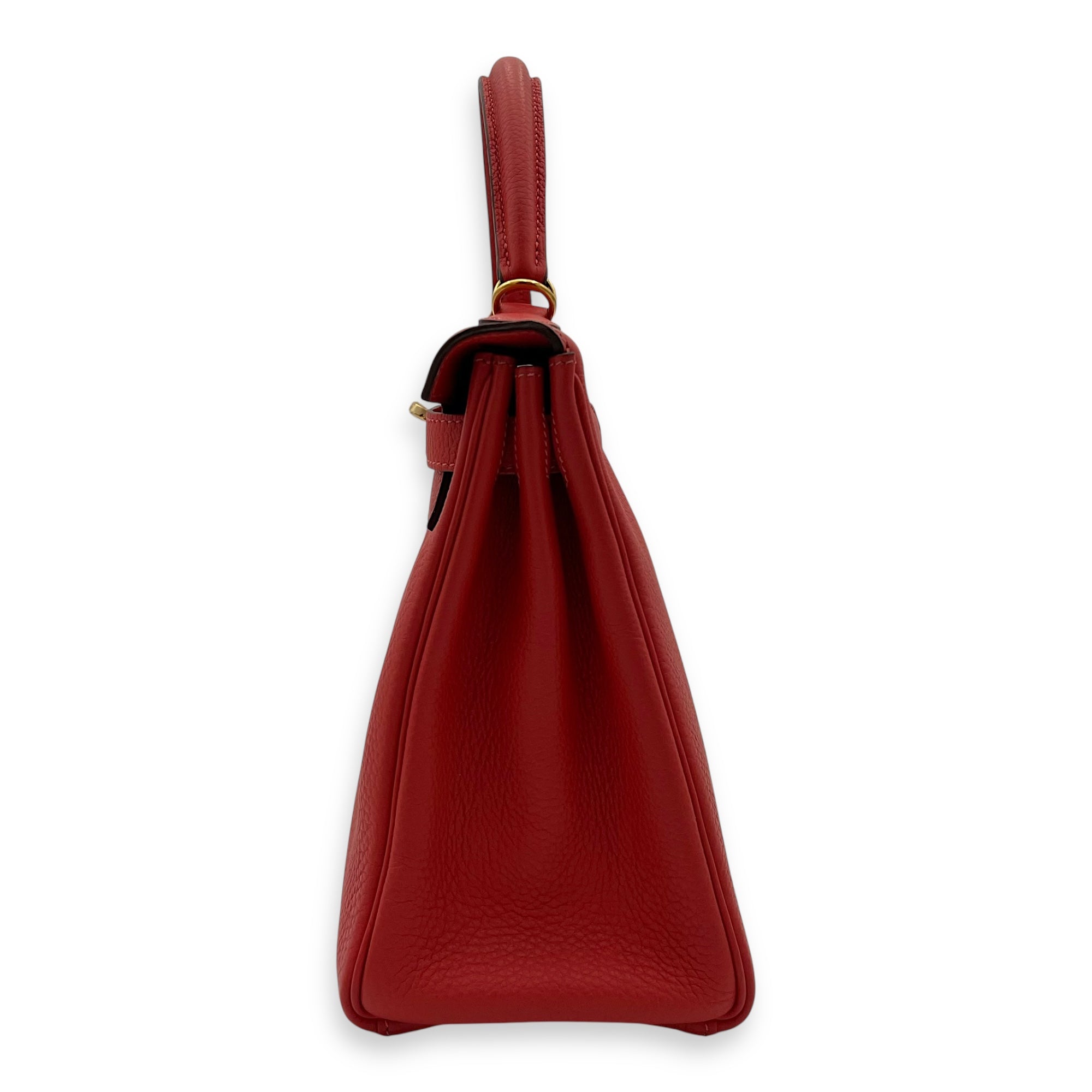 Hermès Kelly Rouge Pivoine in Togo, Gold hardware_4