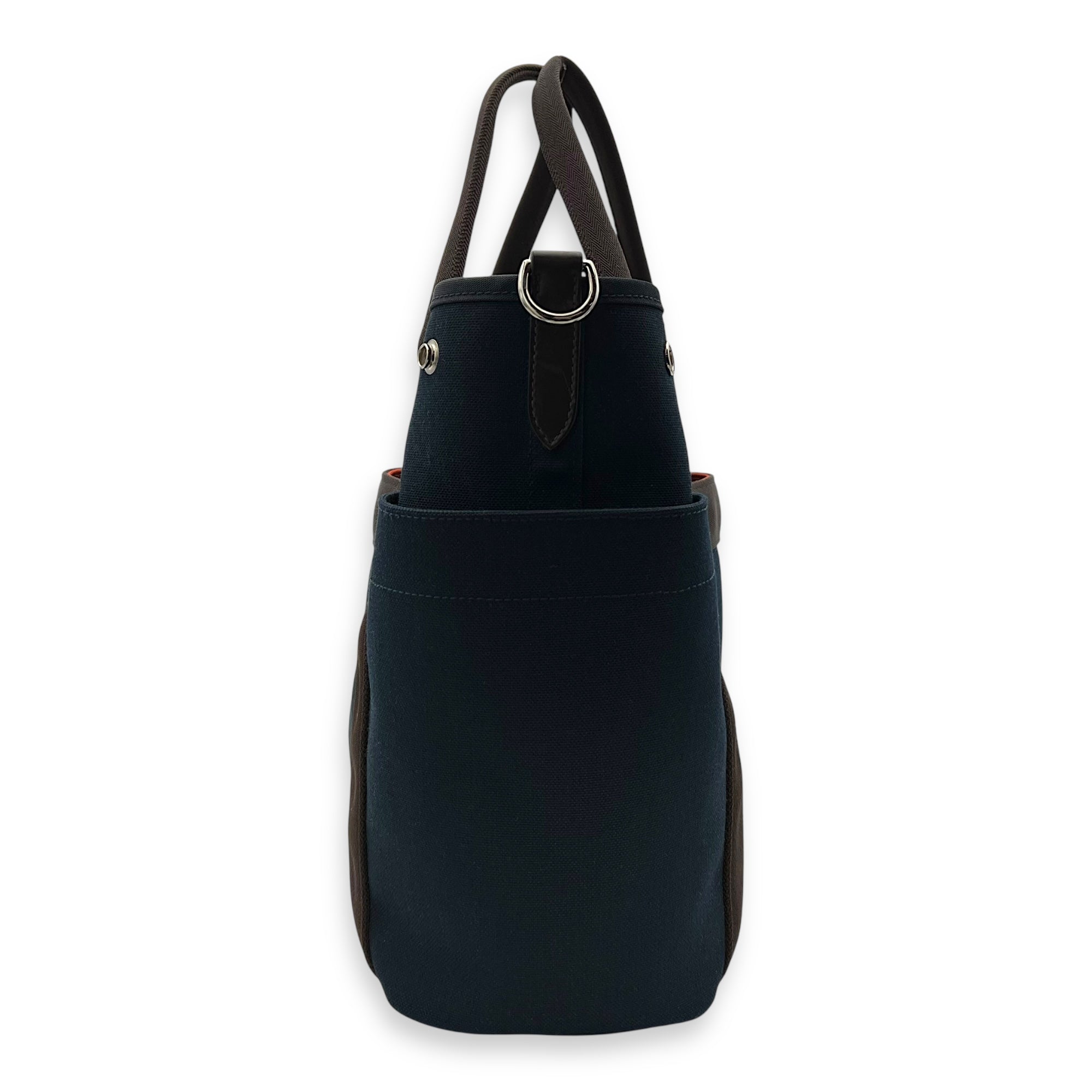 Hermès Sac de Pansage Blue in Canvas, Silver hardware_4