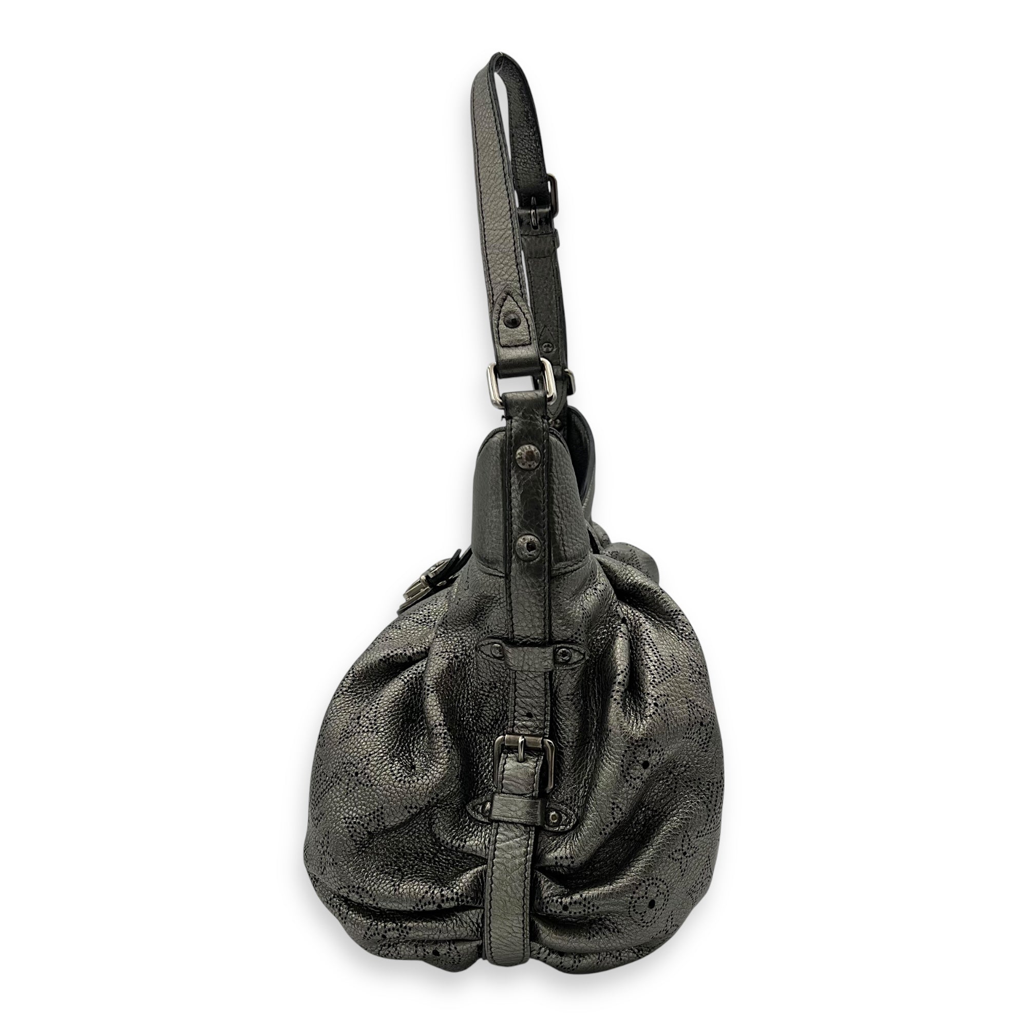 Louis Vuitton Mahina Shoulder Bag Silver in Calfskin, Silver hardware_4