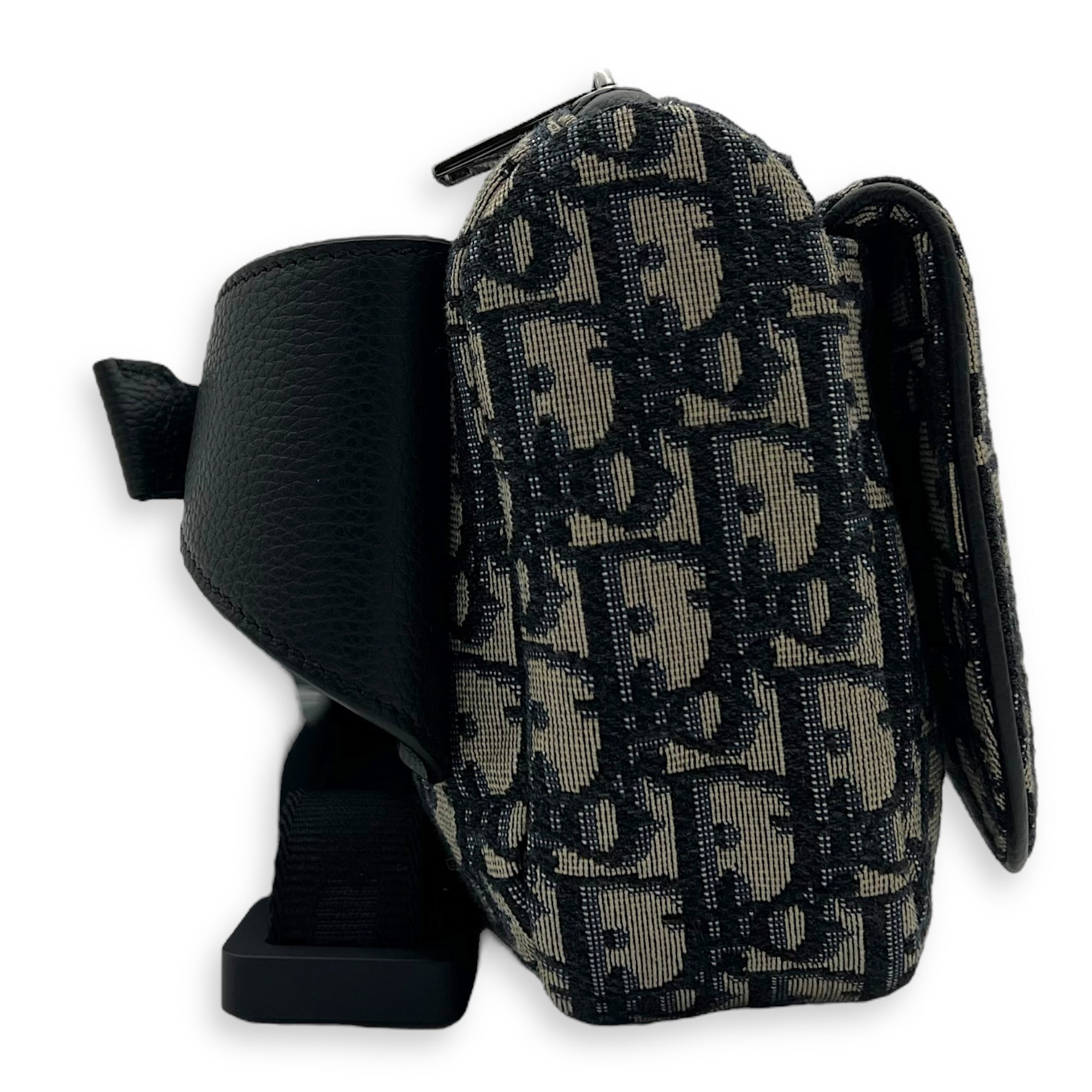 Christian Dior Oblique Belt Bag Blue in Jacquard, Silver hardware_4
