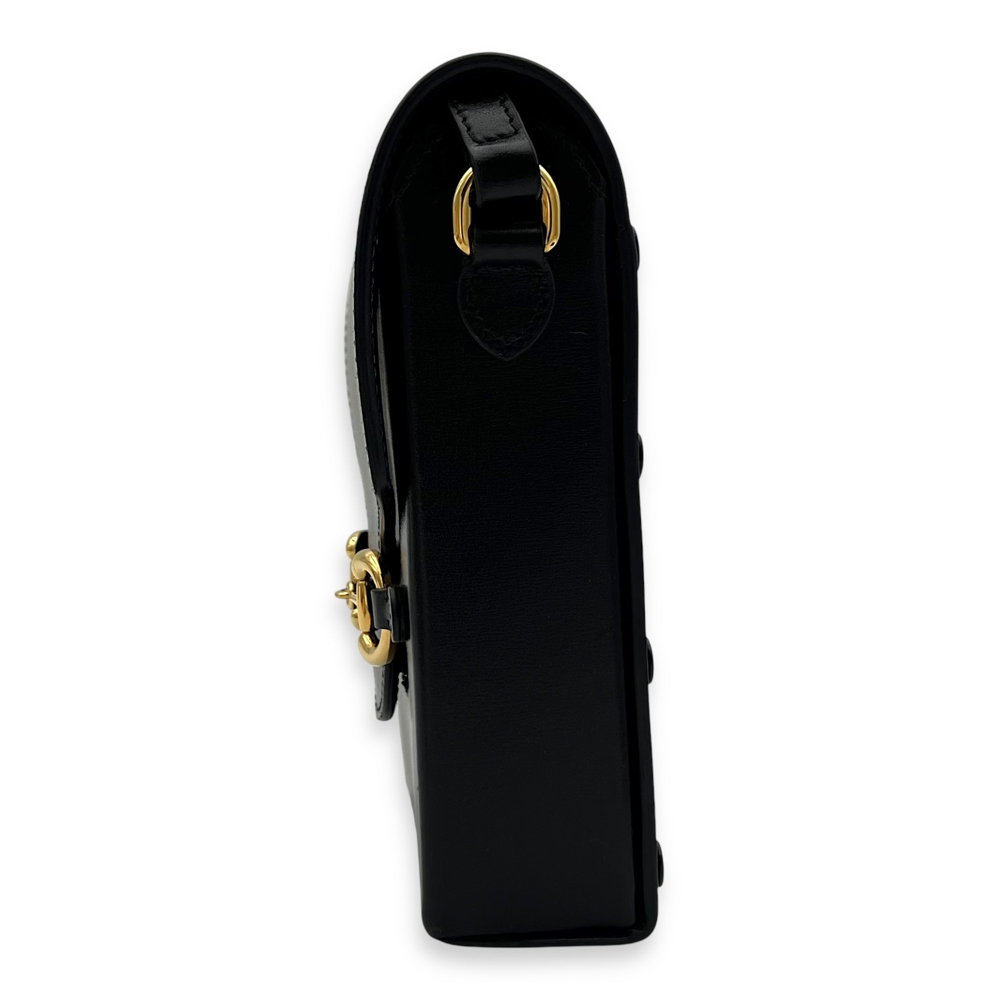 Gucci Horsebit 1955 Crossbody Bag Black in Calfskin, Gold hardware_4