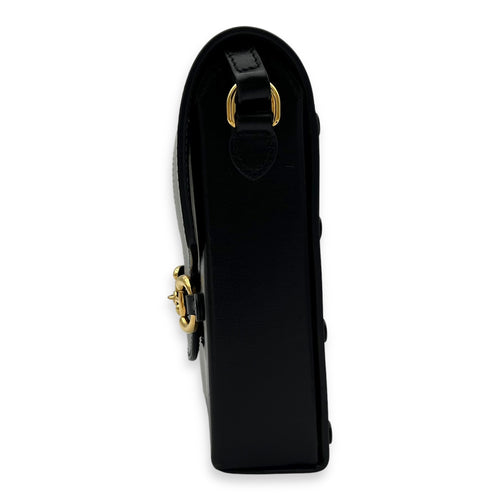 Gucci Horsebit 1955 Crossbody Bag Black in Calfskin, Gold hardware_4