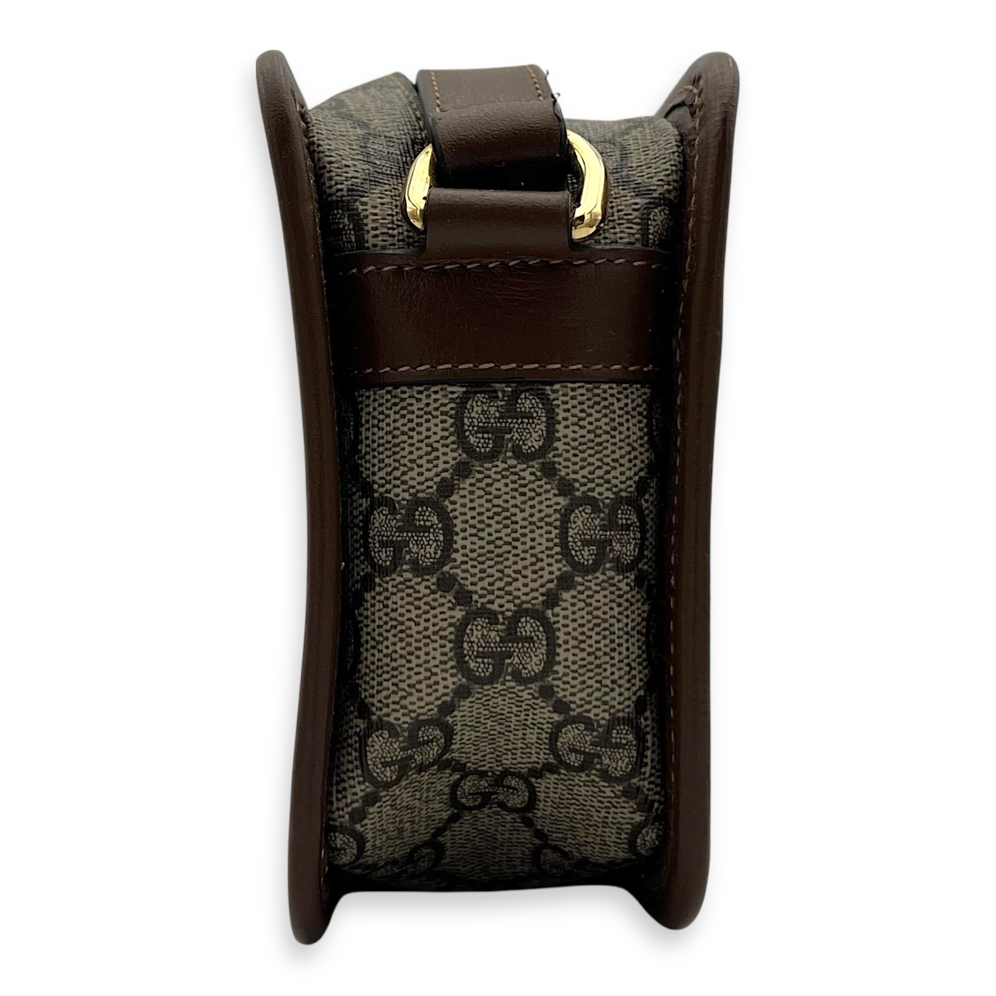Gucci GG Supreme Crossbody Bag Brown in Coated Canvas, Gold hardware_4