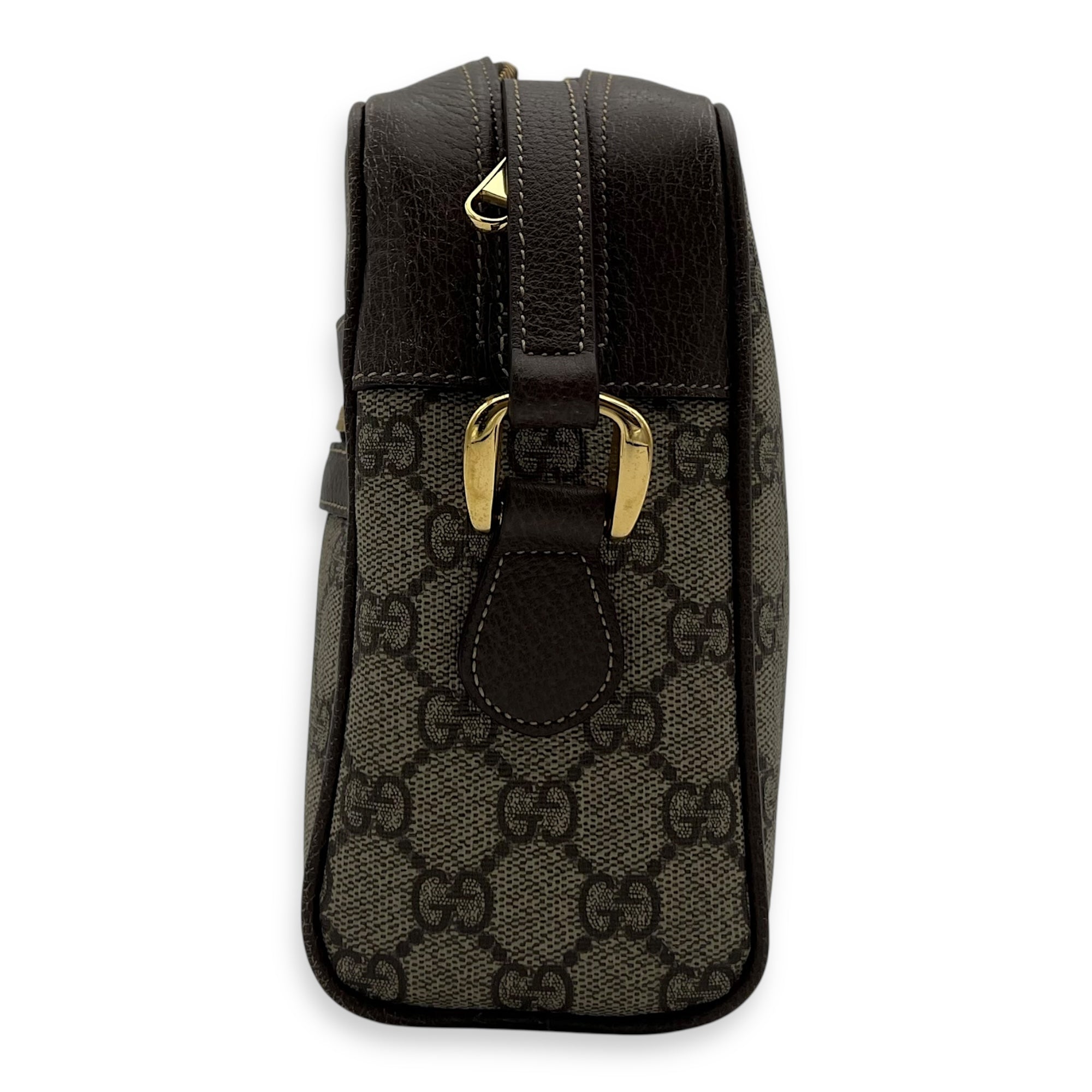 Gucci Ophidia Crossbody Bag Brown in Coated Canvas, Gold hardware_4