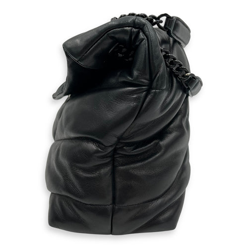 Saint Laurent Puffer Shoulder Bag Black in Lambskin, Lacquered Metal hardware_4