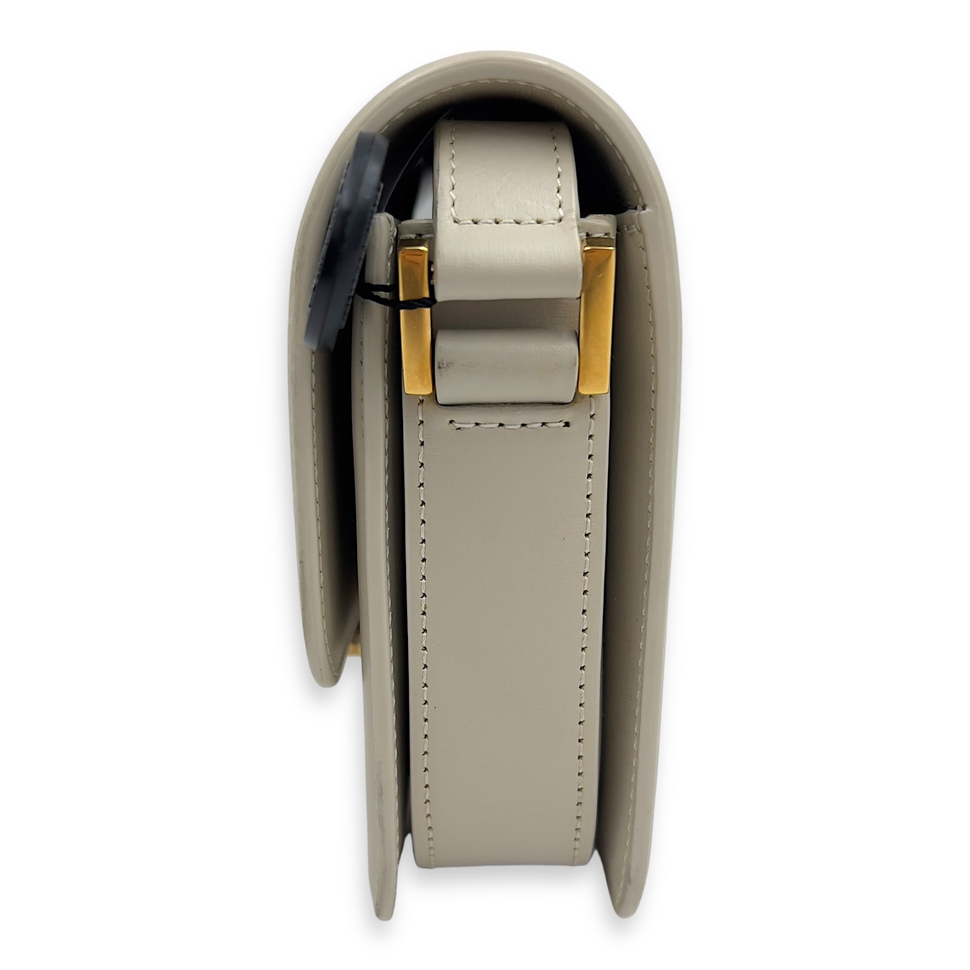 Saint Laurent Solferino Shoulder Bag White in Calfskin, Gold hardware_4