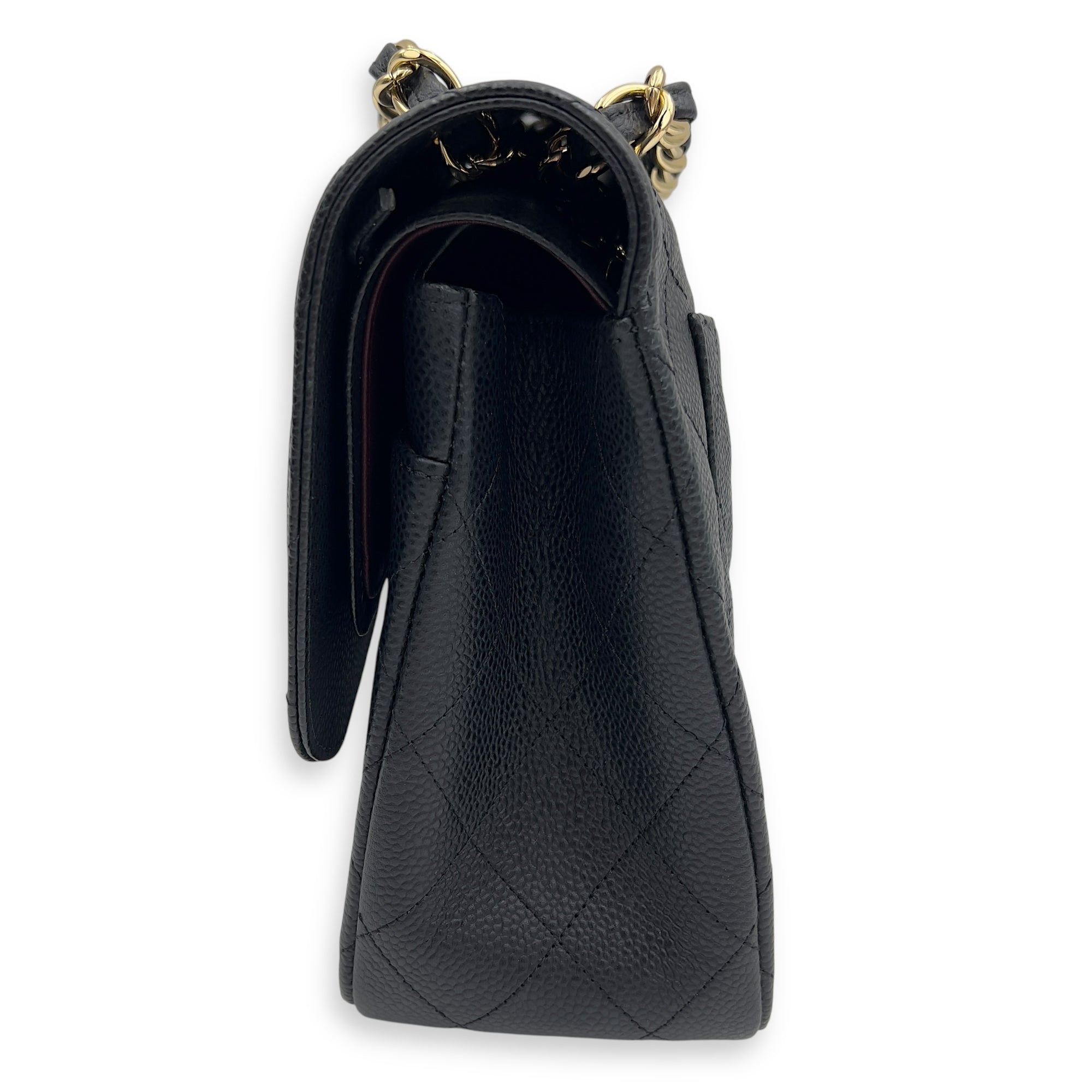 Chanel Classic Shoulder Bag Jumbo Black in Caviar Leather, Silver hardware_4