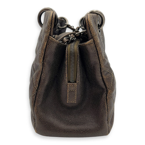 Chanel Quilted Wildstitch Tote Bag Brown in Calfskin, Ruthenium hardware_4