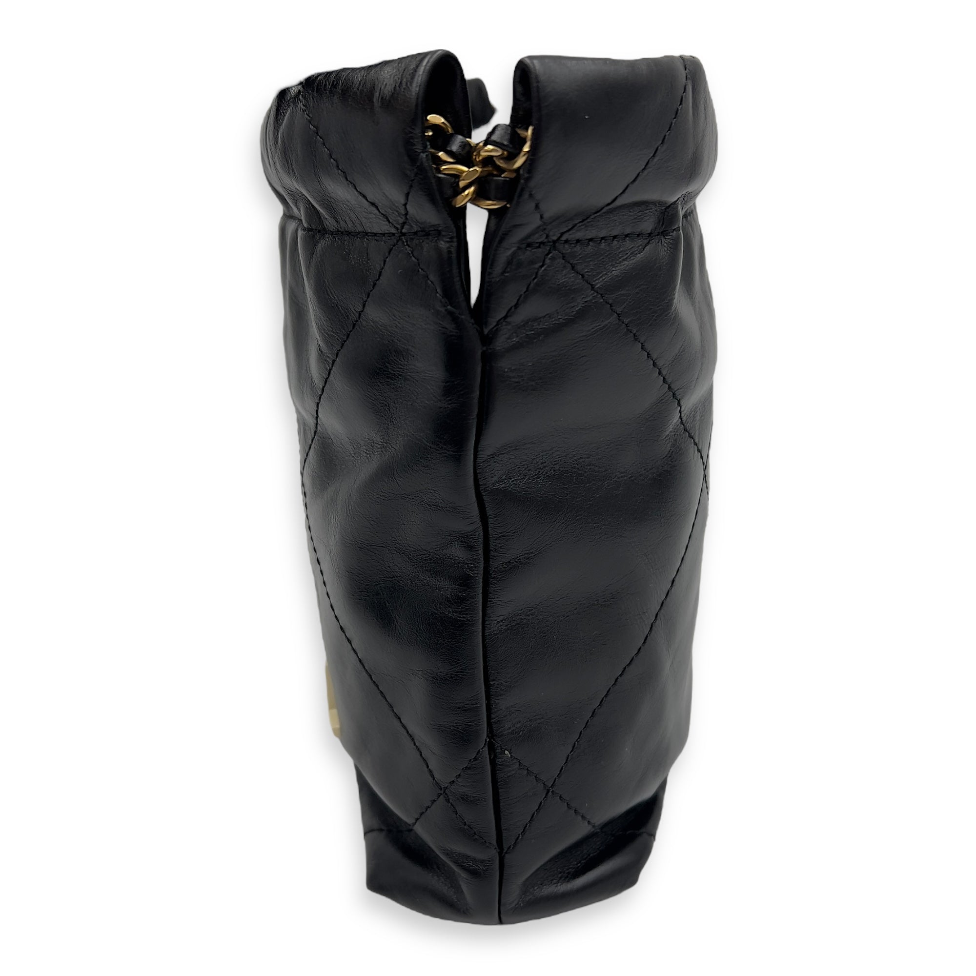 Chanel 22 Tote Shoulder Bag Mini Black in Lambskin, Gold hardware_4