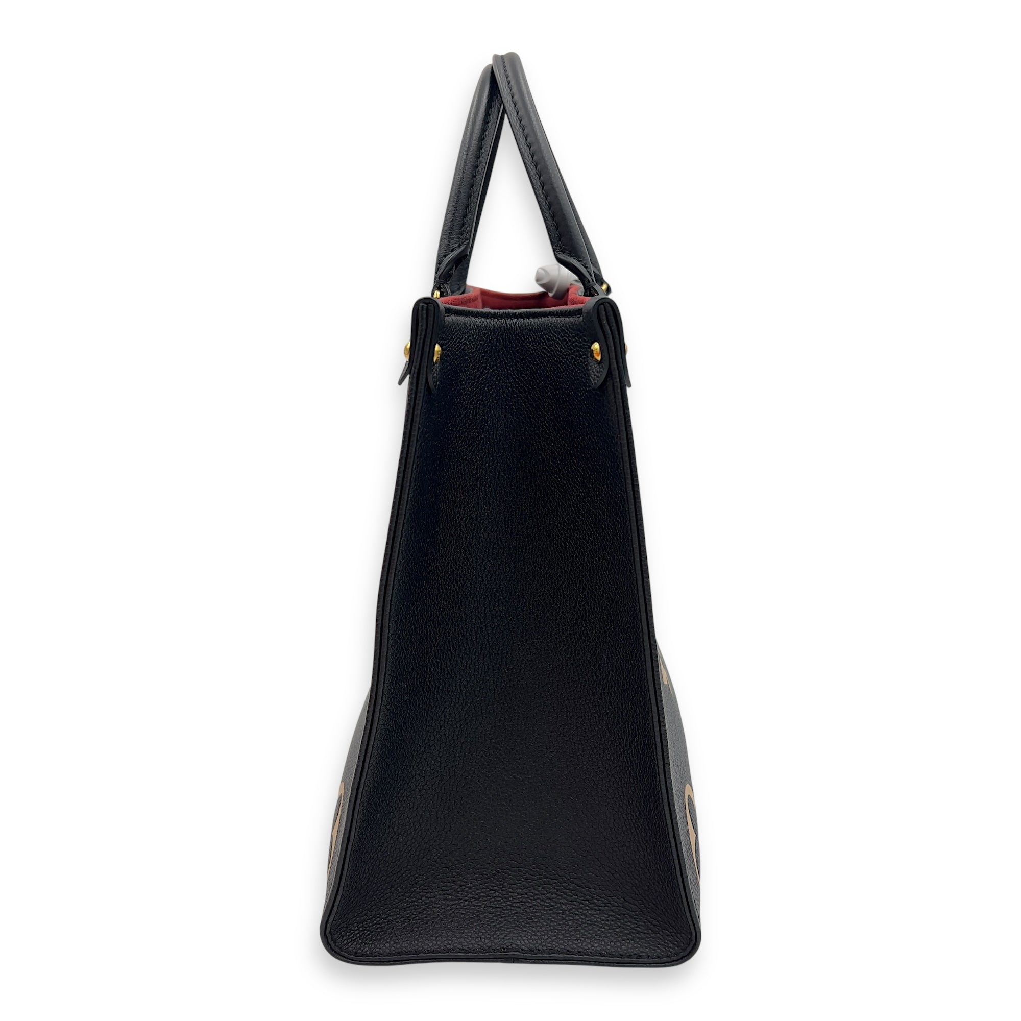 Louis Vuitton OnTheGo MM Black Top Handle Bag in Empreinte Leather, Gold hardware_4