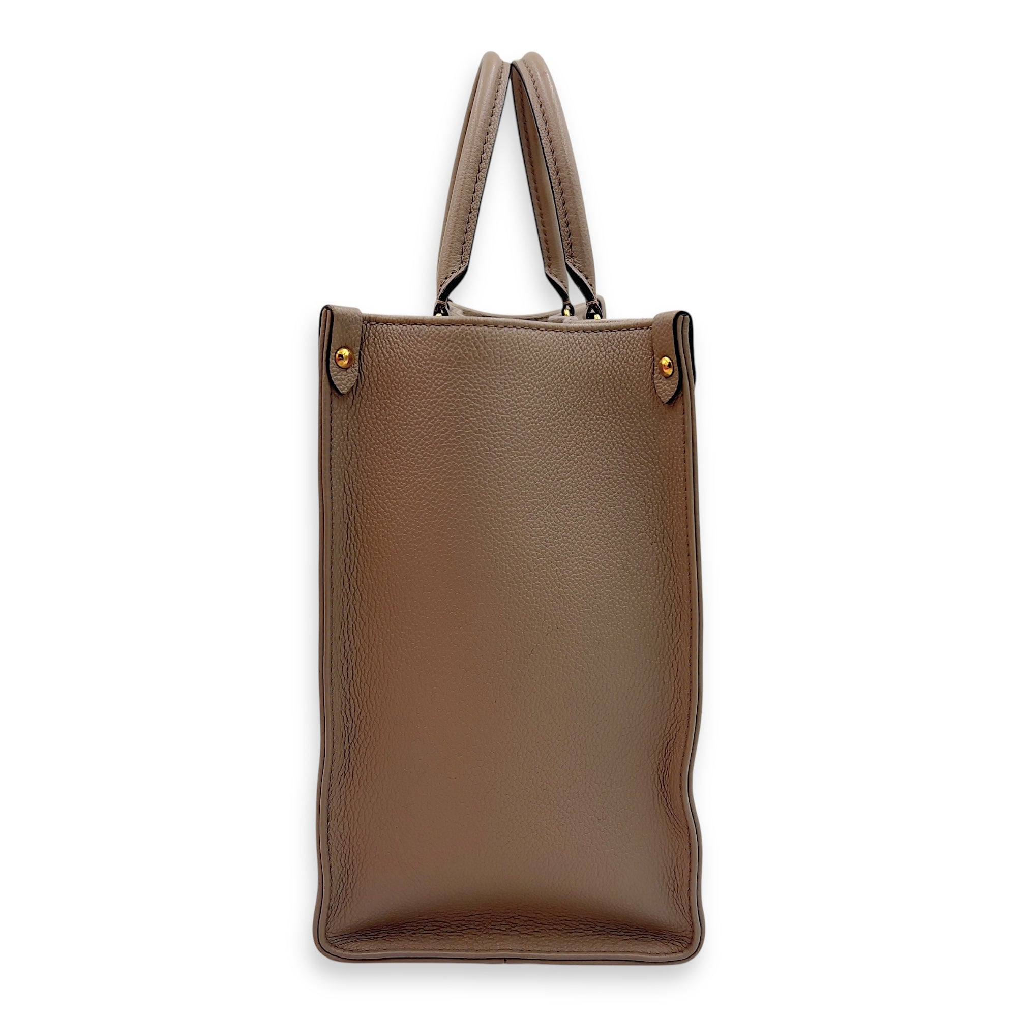 Louis Vuitton OnTheGo MM Beige Top Handle Bag in Empreinte Leather, Gold hardware_4