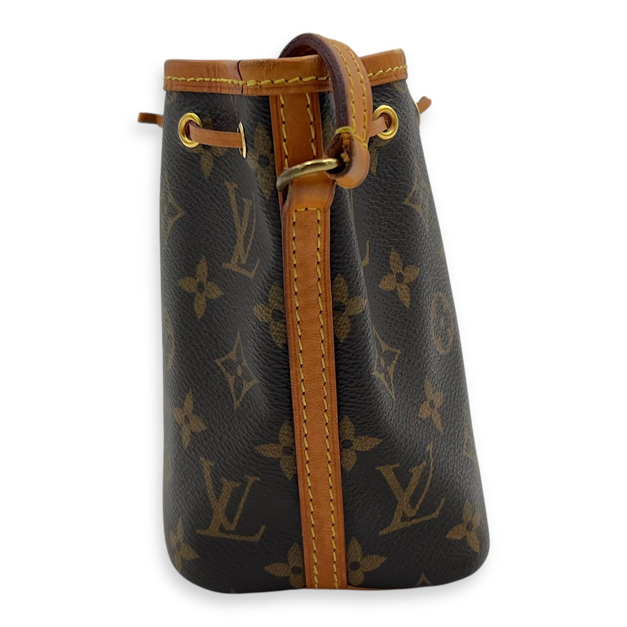 Louis Vuitton Noe Bucket Bag Brown in Monogram Coated Canvas, Gold hardware_4