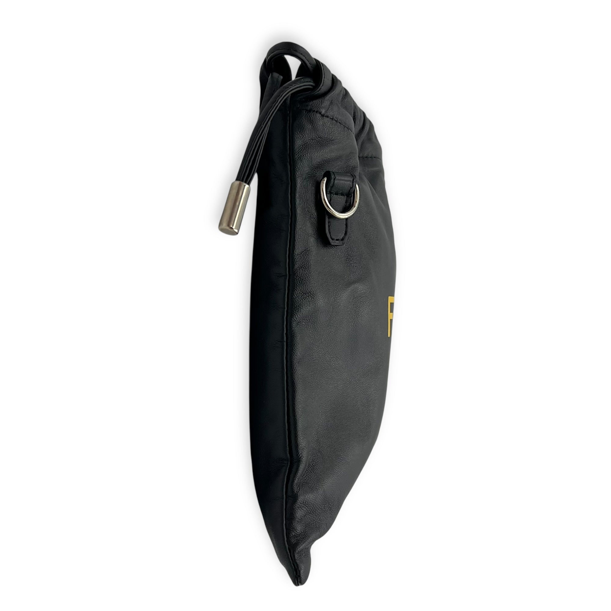 Fendi Logo Black Crossbody Bag in Calfskin, Silver hardware_4