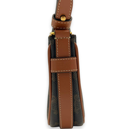 Celine Ava Shoulder Bag Brown in Coated Canvas, Gold hardware_4