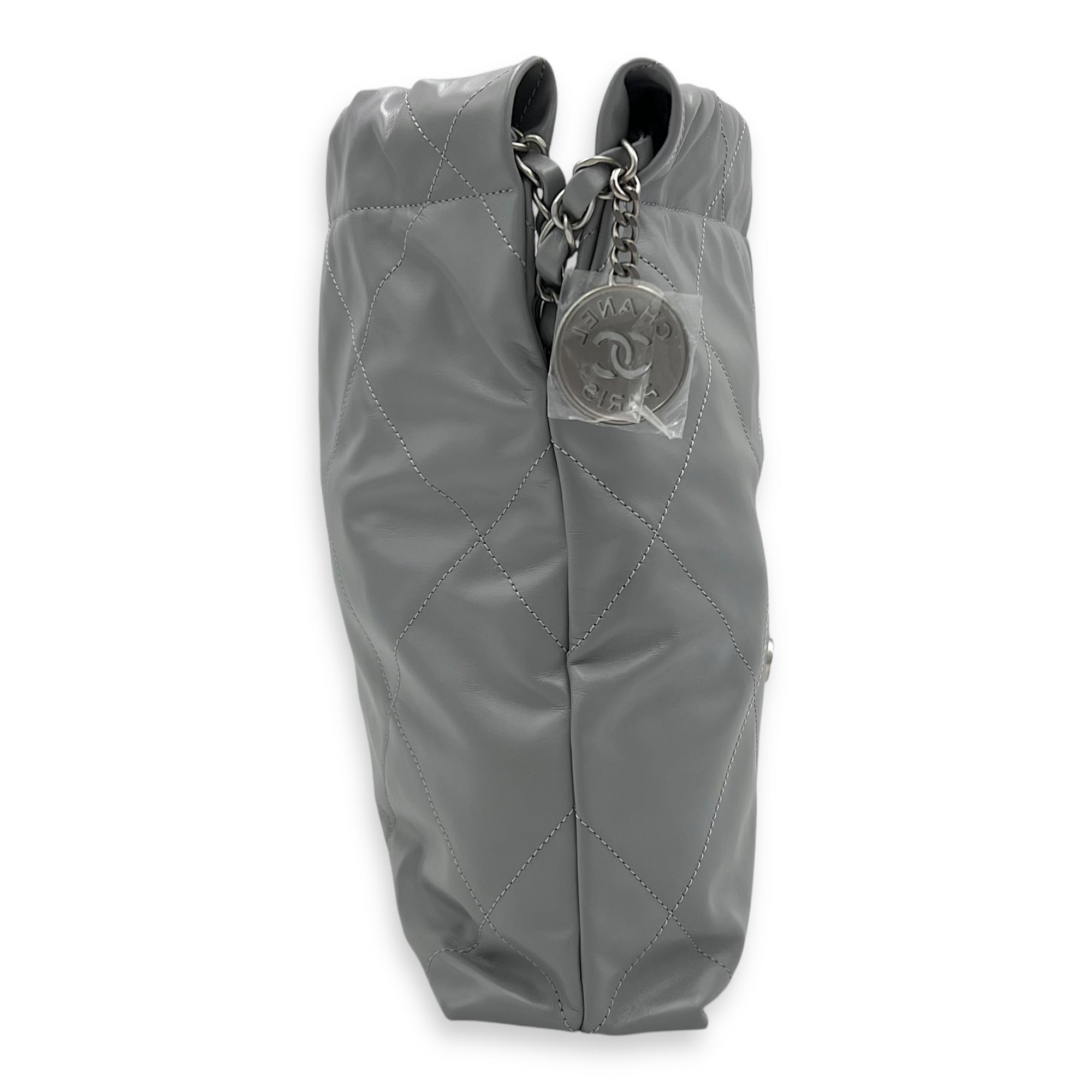 Chanel 22 Tote Bag Grey in Calfskin, Silver hardware_4